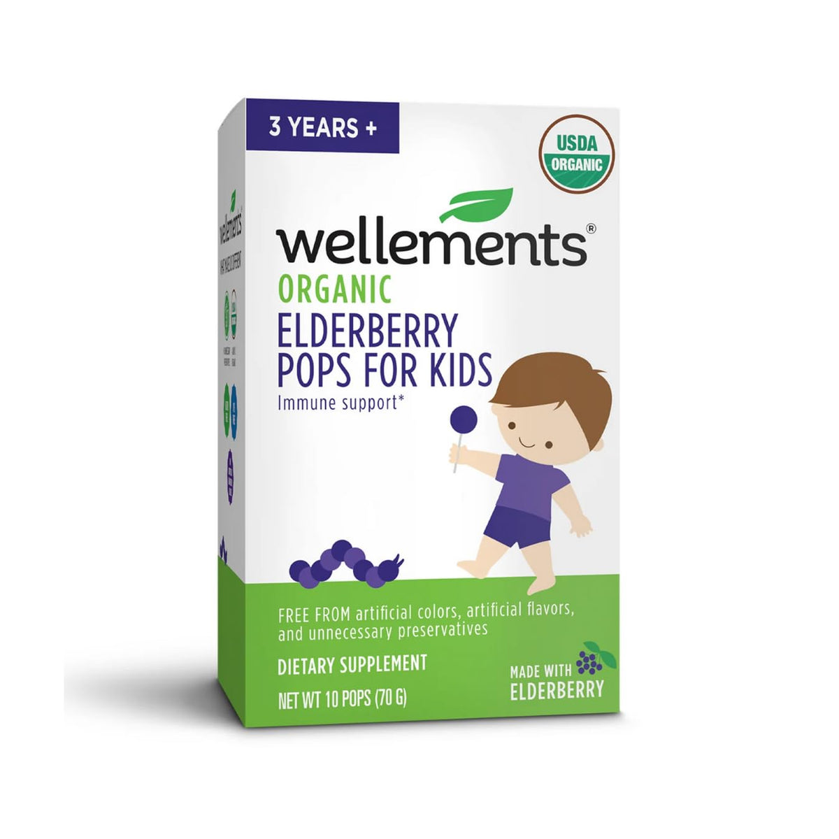Wellements Organic Elderberry Pops for Kids packaging front view