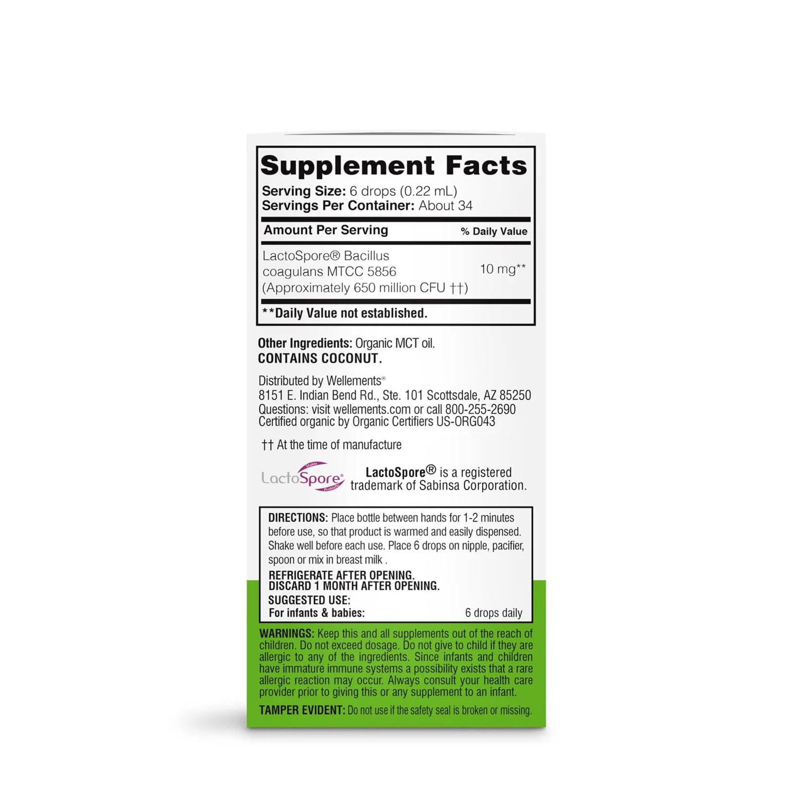 Wellements Organic Probiotic Drops close-up of dropper