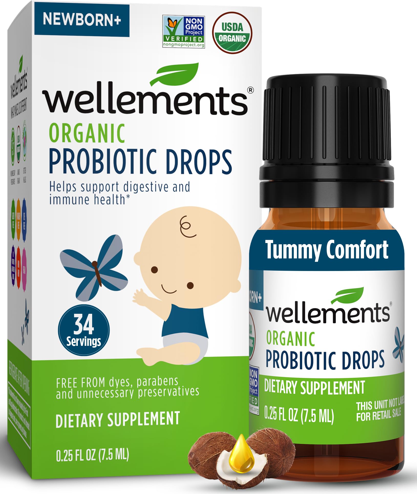 Wellements Organic Probiotic Drops for Infants 41g front view