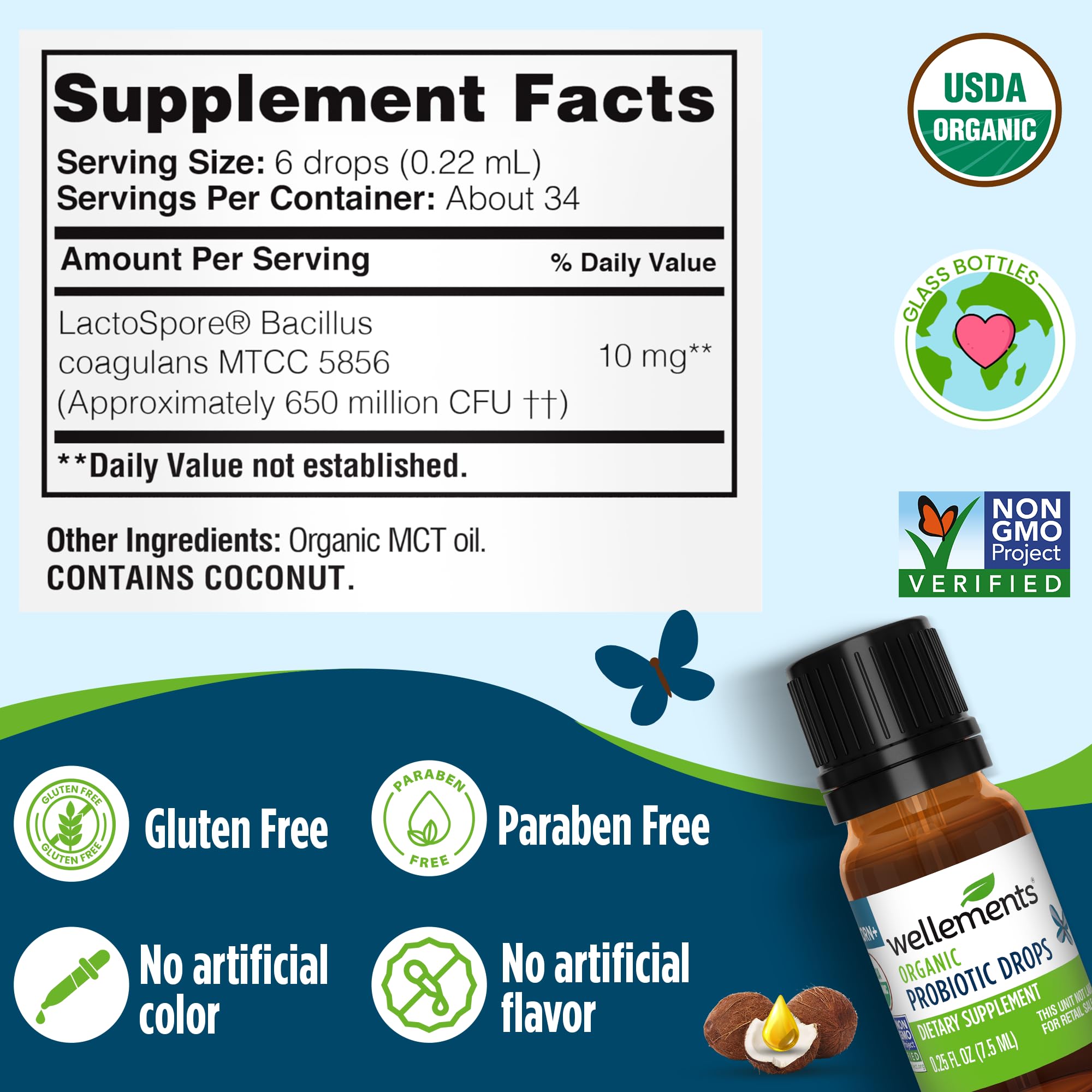 Wellements Organic Probiotic Drops packaging