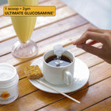 Wellesley Therapeutics Ultimate Glucosamine Powder in a glass of water