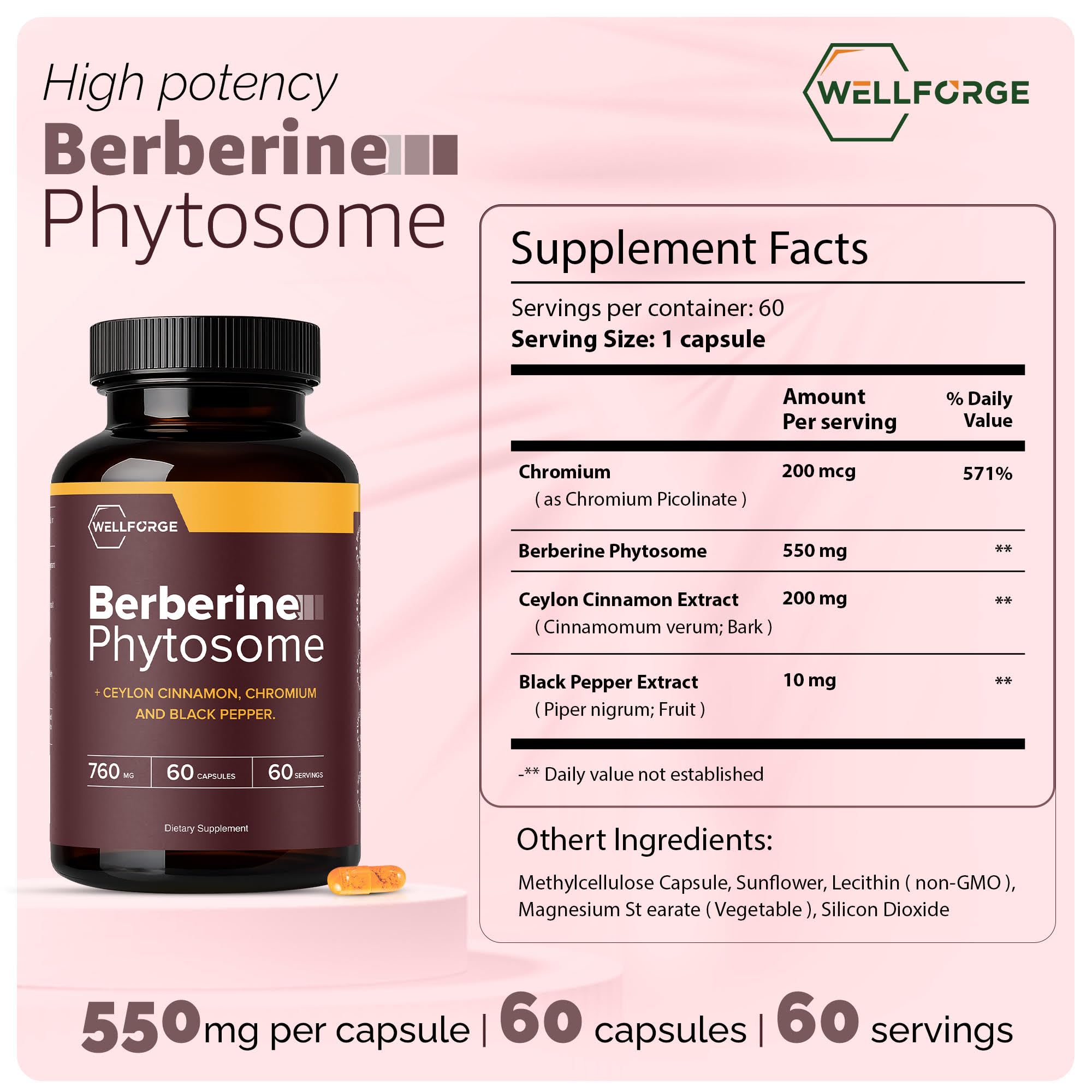 WellForge Berberine Phytosome Supplement bottle side view
