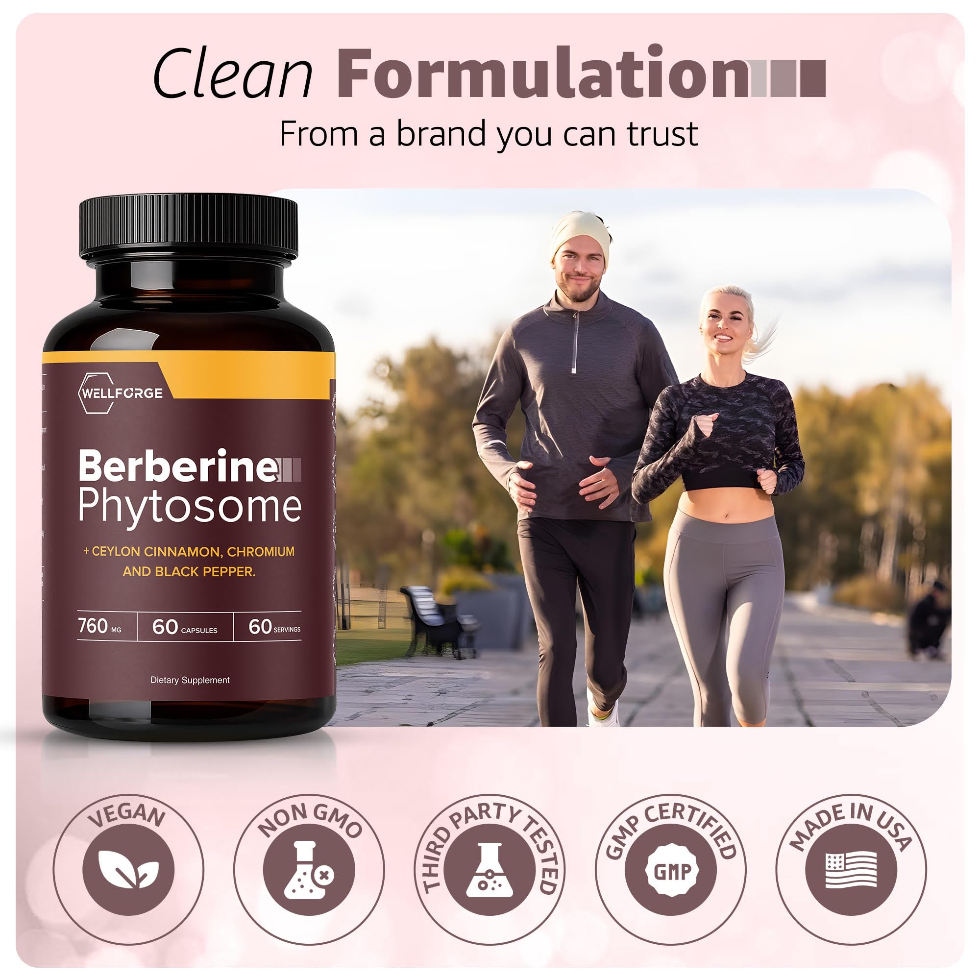 WellForge Berberine Phytosome Supplement on a wooden table