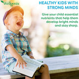Wellgenix Balanced Essentials Kids Liquid Multivitamin lifestyle scene with juice