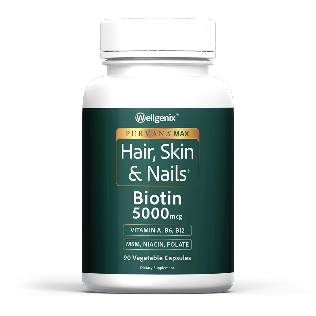 Wellgenix Purvana MAX Biotin Supplement 5000mcg front view