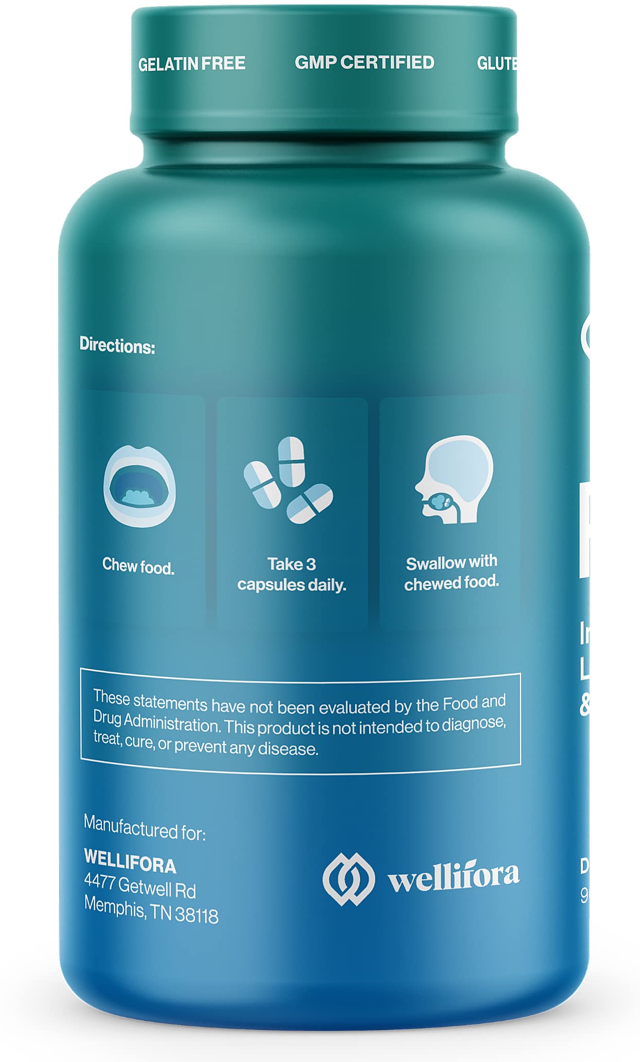Wellifora Melanin Support Capsules side view showing label