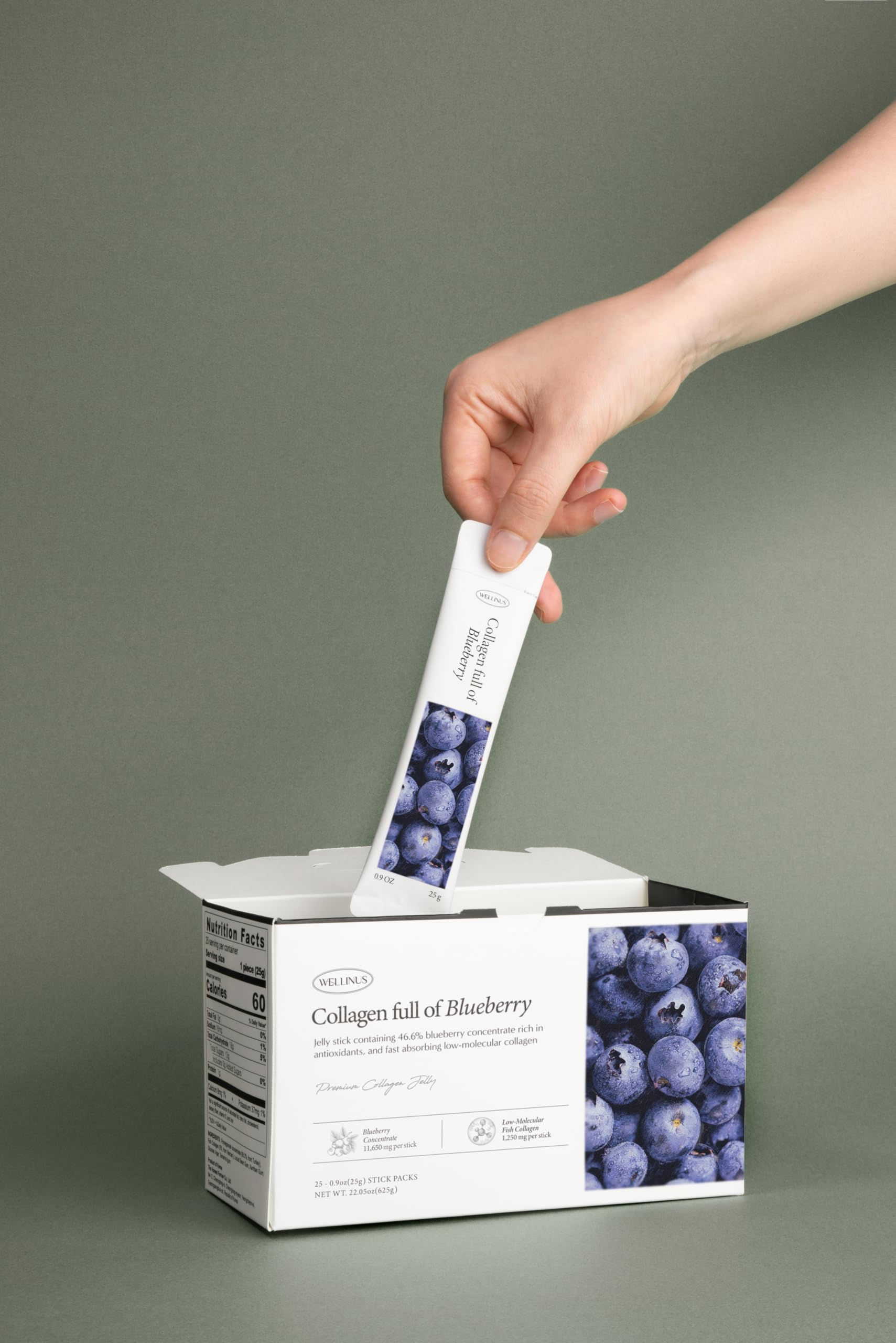 WELLINUS Collagen Jelly Sticks Blueberry pack back view