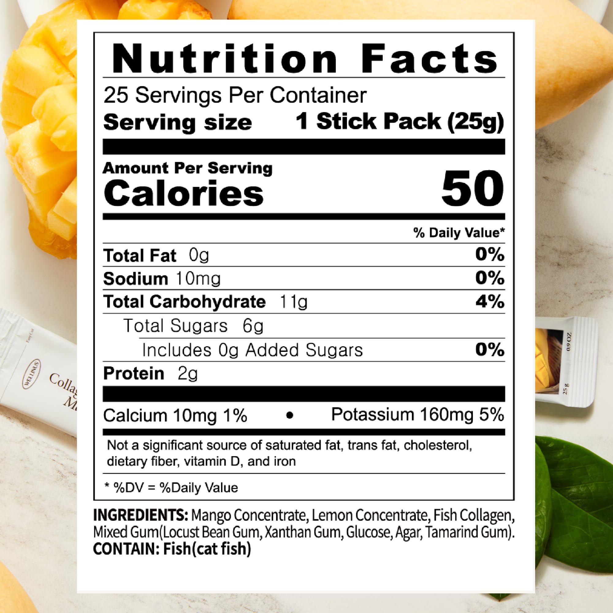 WELLINUS Marine Collagen Jelly Sticks mango flavour packaging