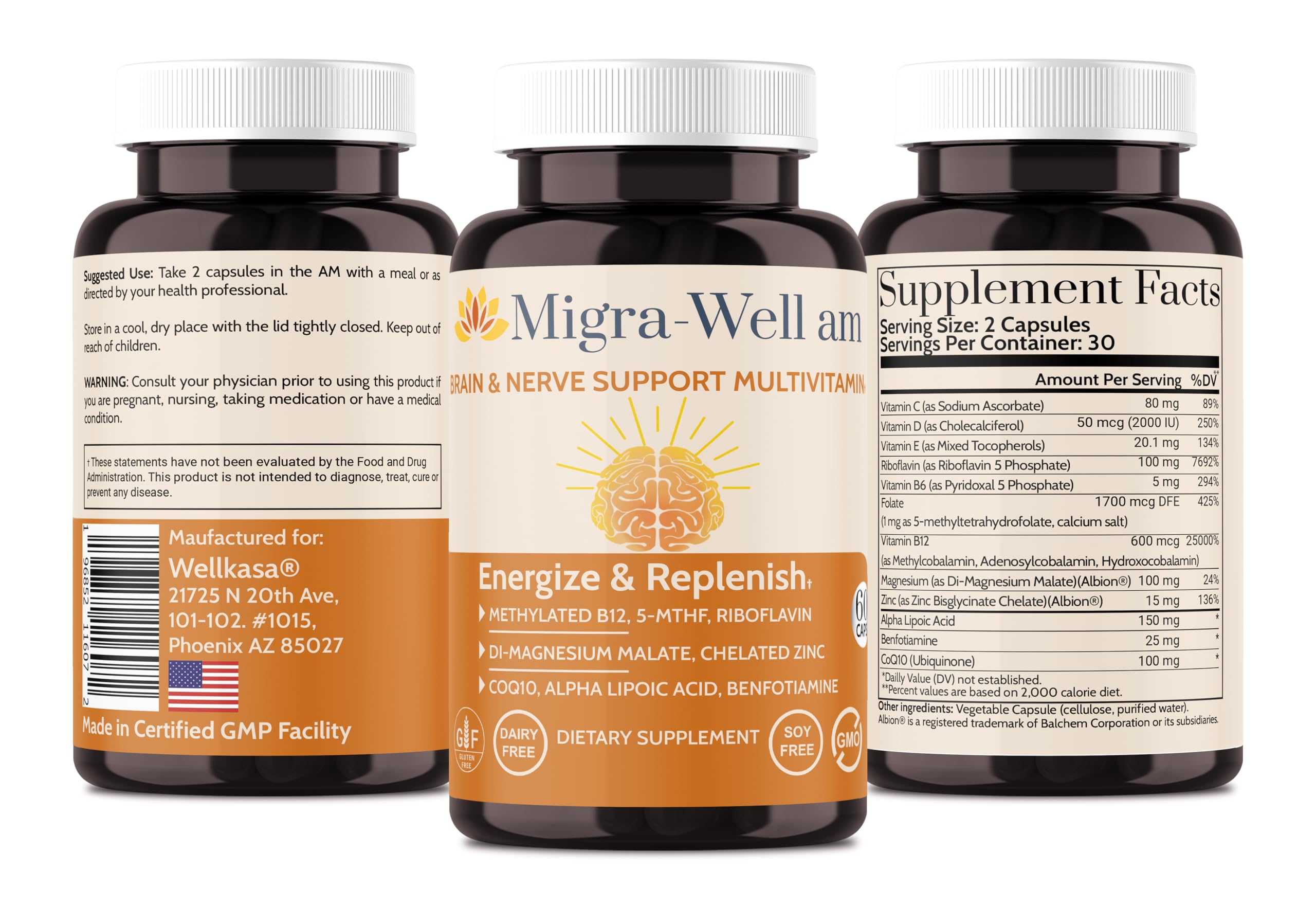Wellkasa Methylated Multivitamin bottle with cap open
