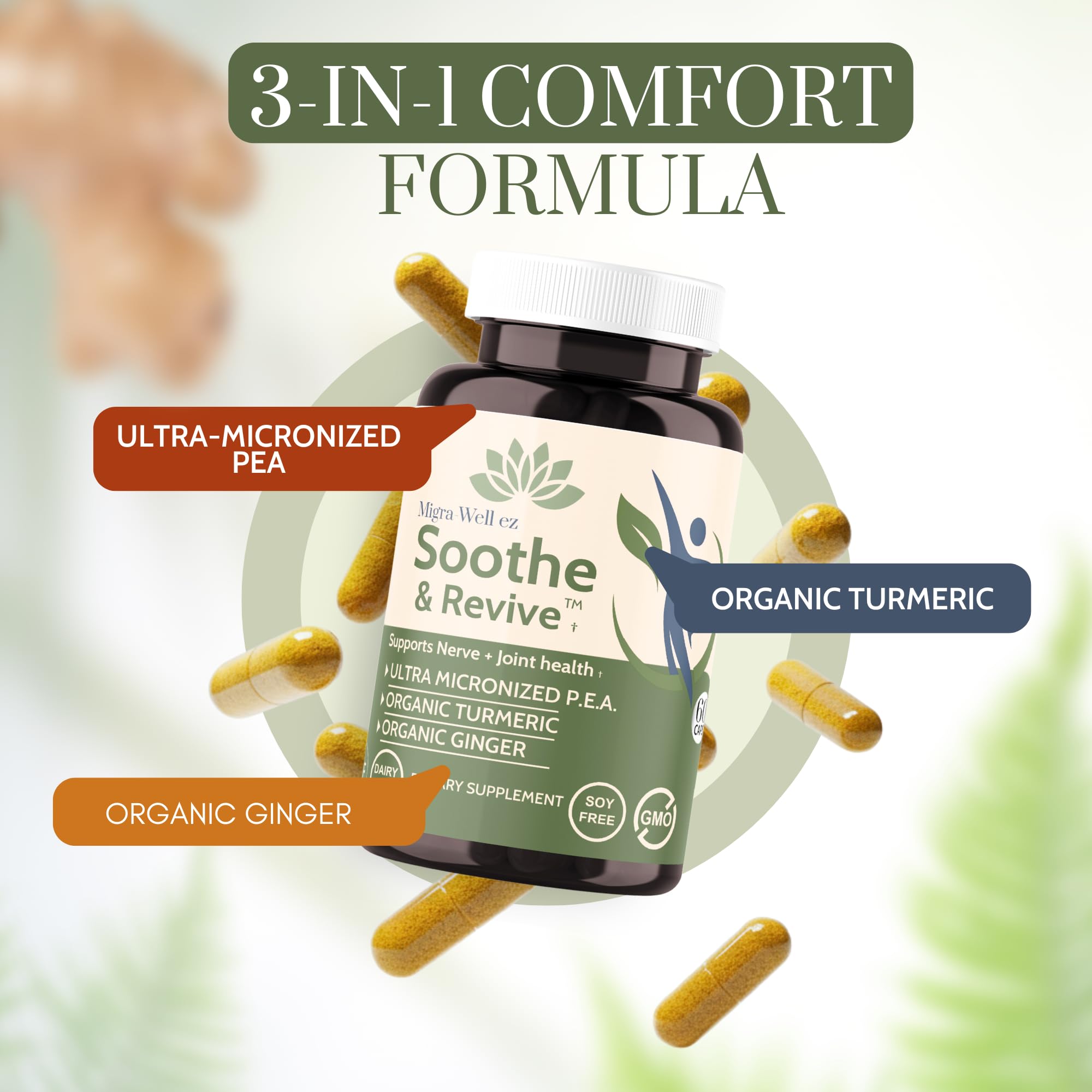 Wellkasa Soothe & Revive Herbal Supplement side view of packaging