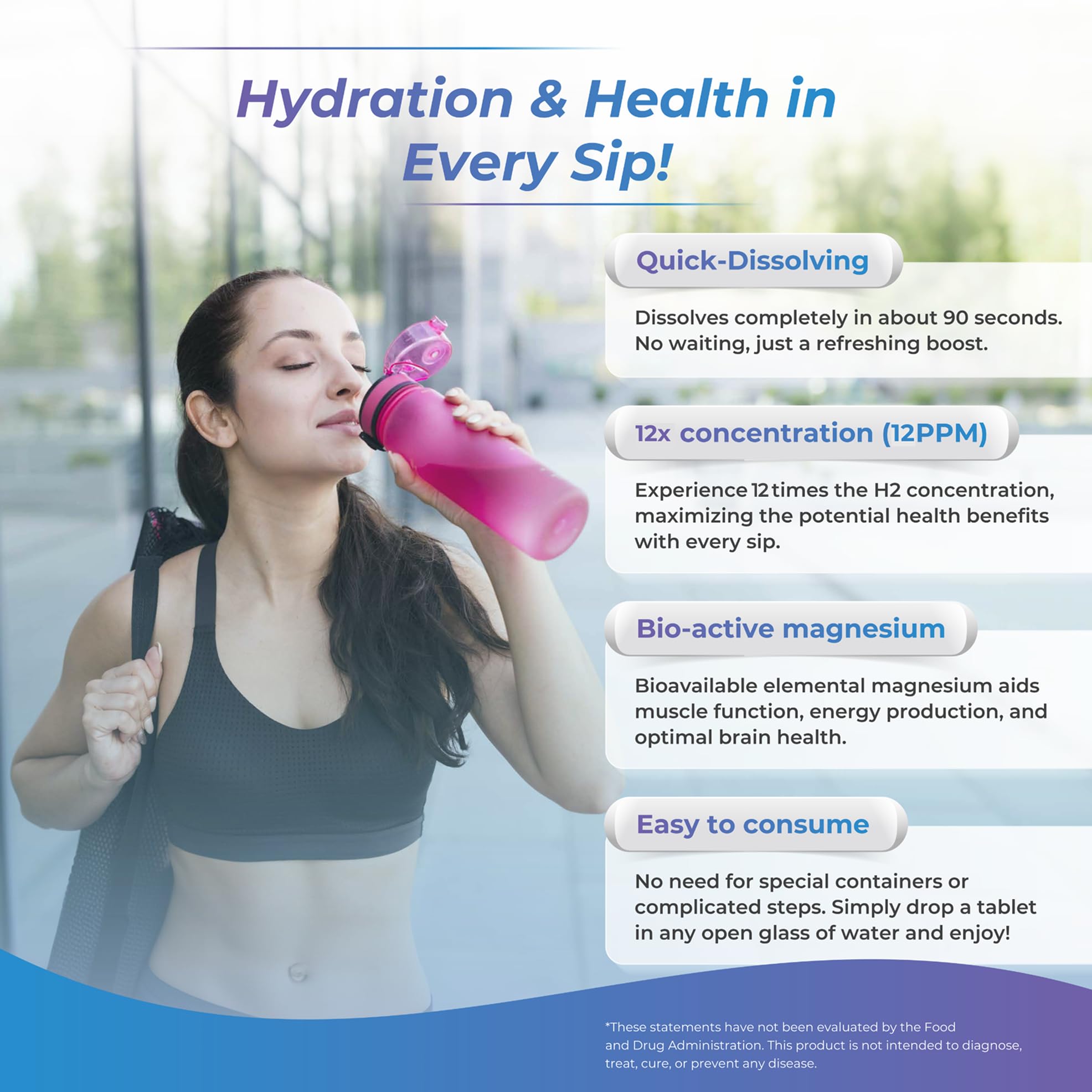 WELLNESS EXTRACT H2 Molecular Hydrogen Tablets dissolved in water