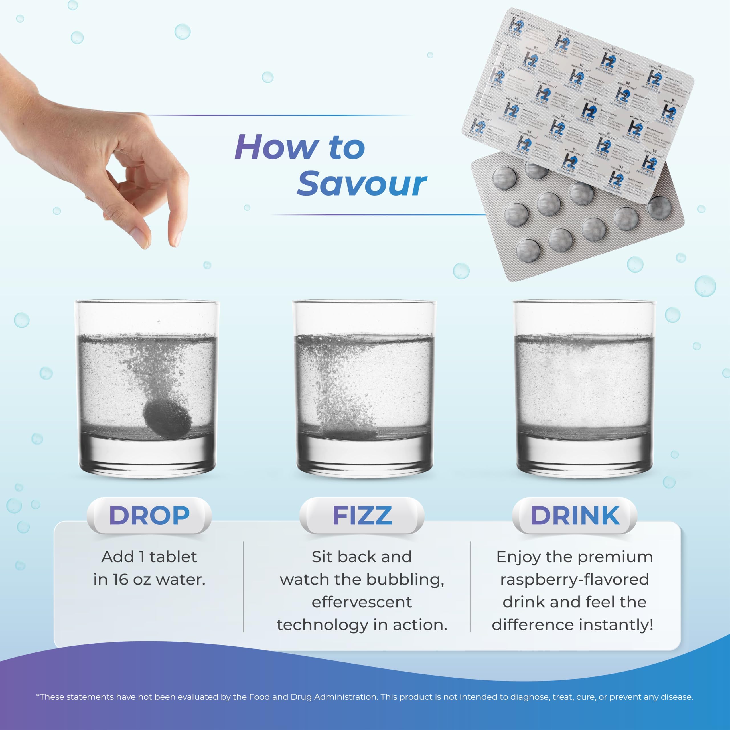 WELLNESS EXTRACT H2 Molecular Hydrogen Tablets with water bottle