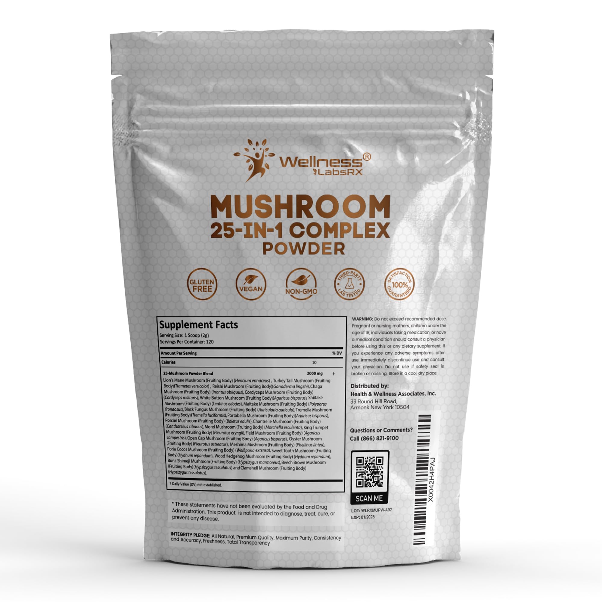 WELLNESS LABSRX 25-IN-1 Mushroom Powder Blend packaging