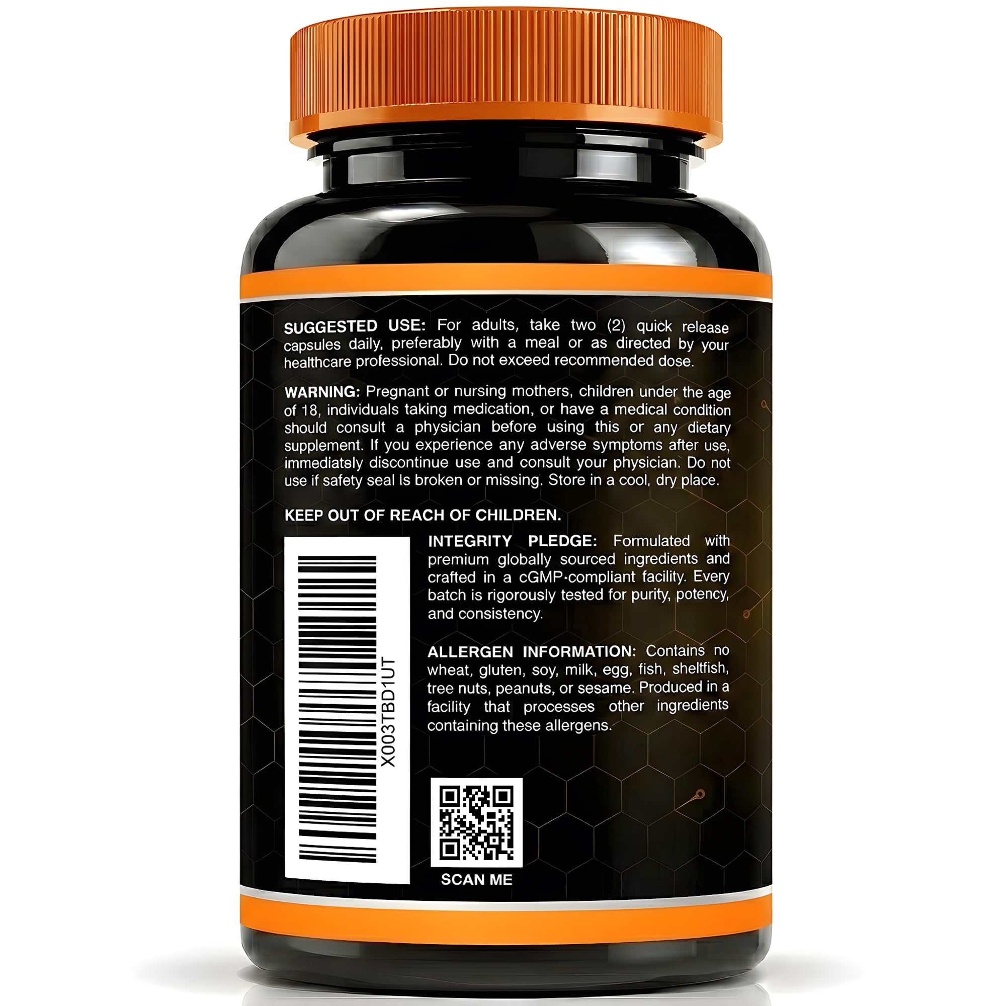 WELLNESS LABSRX Berberine 1,000mg Supplement back view