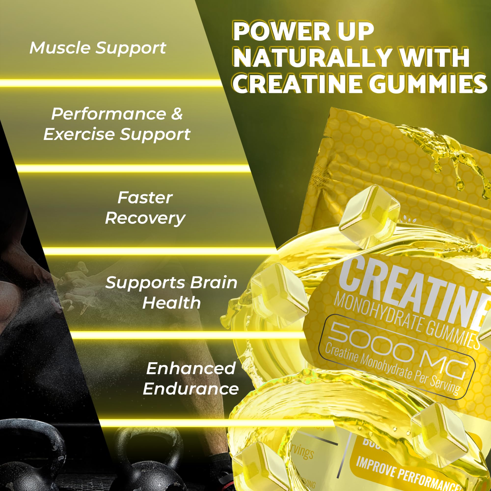 WELLNESS LABSRX Creatine Gummies close-up of pineapple flavour
