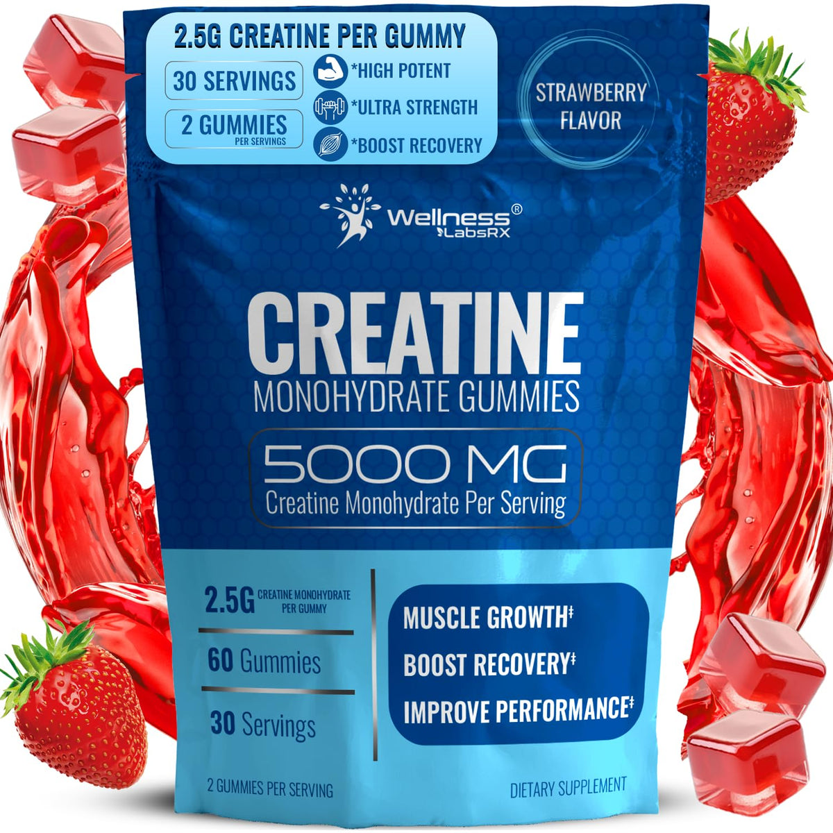 WELLNESS LABSRX Creatine Gummies front view packaging