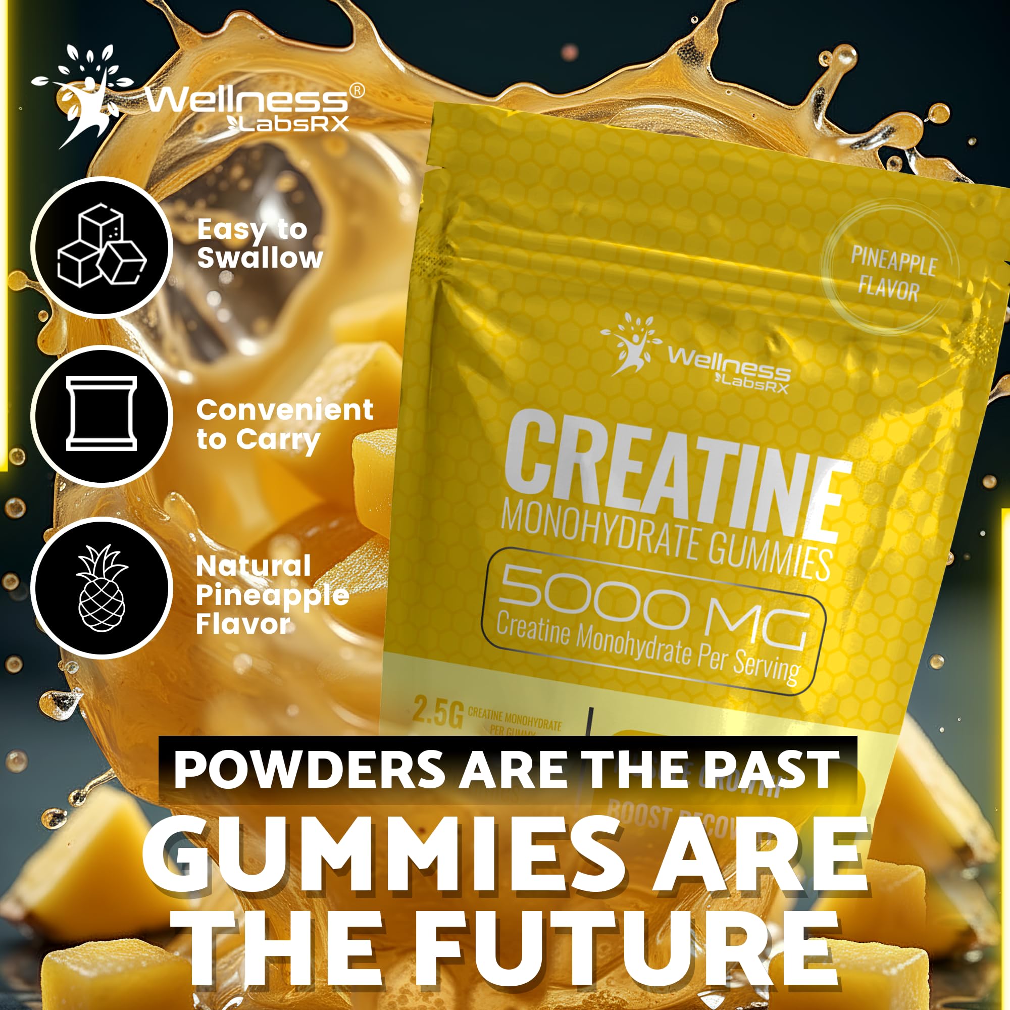 WELLNESS LABSRX Creatine Gummies nutritional information on back