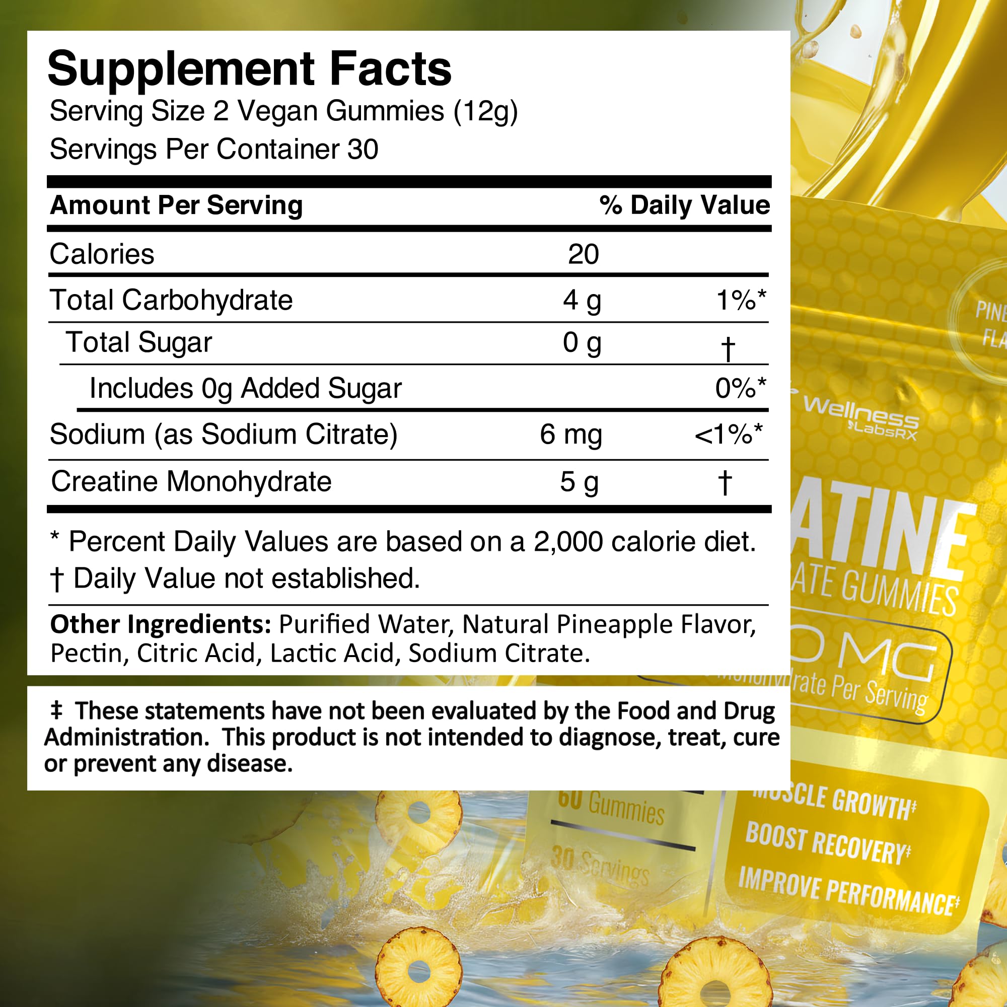 WELLNESS LABSRX Creatine Gummies open pouch with gummies visible