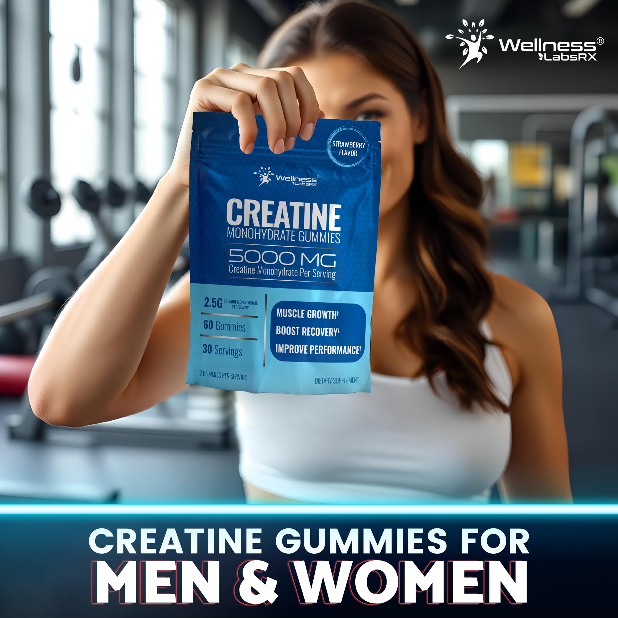 WELLNESS LABSRX Creatine Gummies opened package with gummies