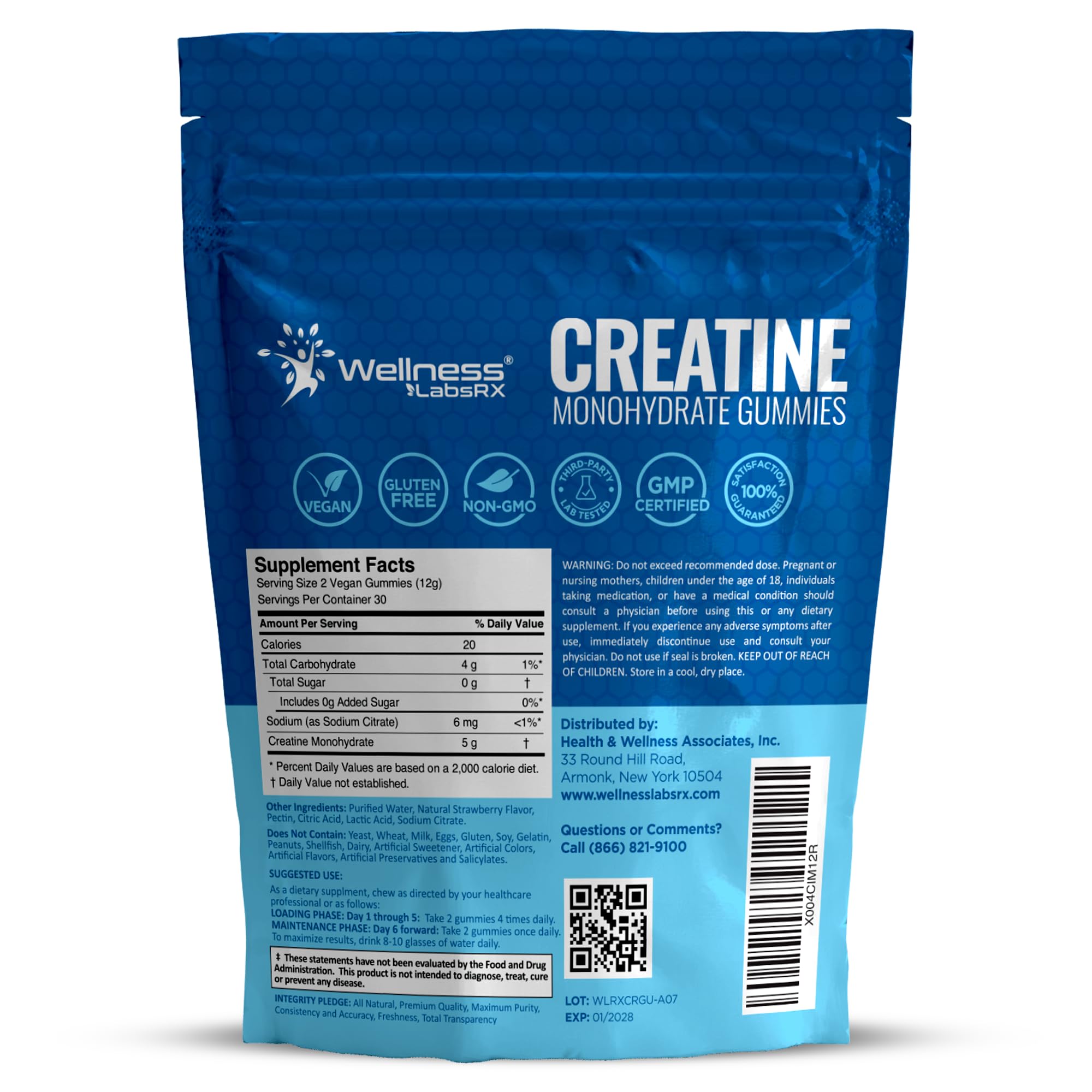 WELLNESS LABSRX Creatine Gummies strawberry flavour gummy close-up