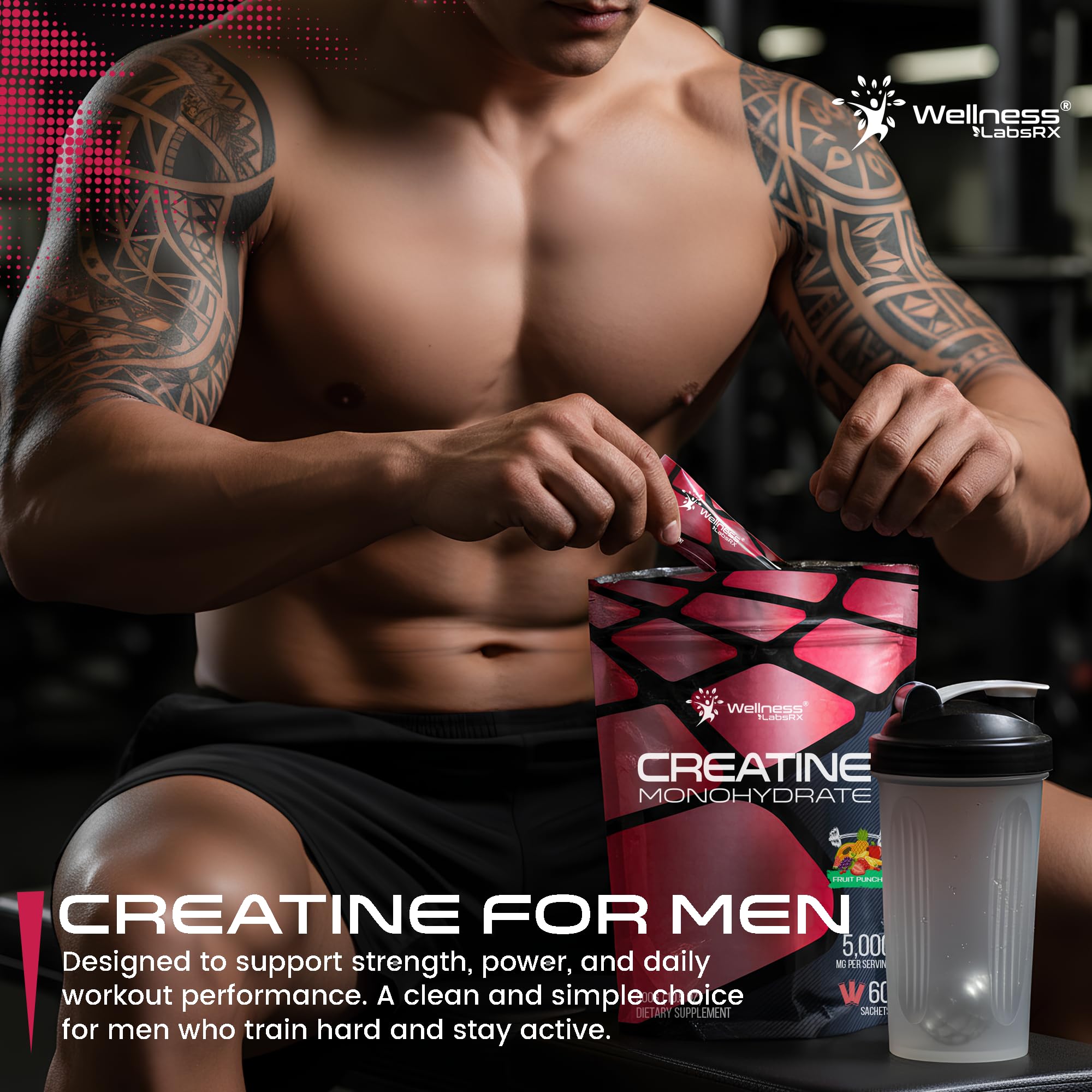 WELLNESS LABSRX Creatine Monohydrate Powder 300g fruit punch flavour