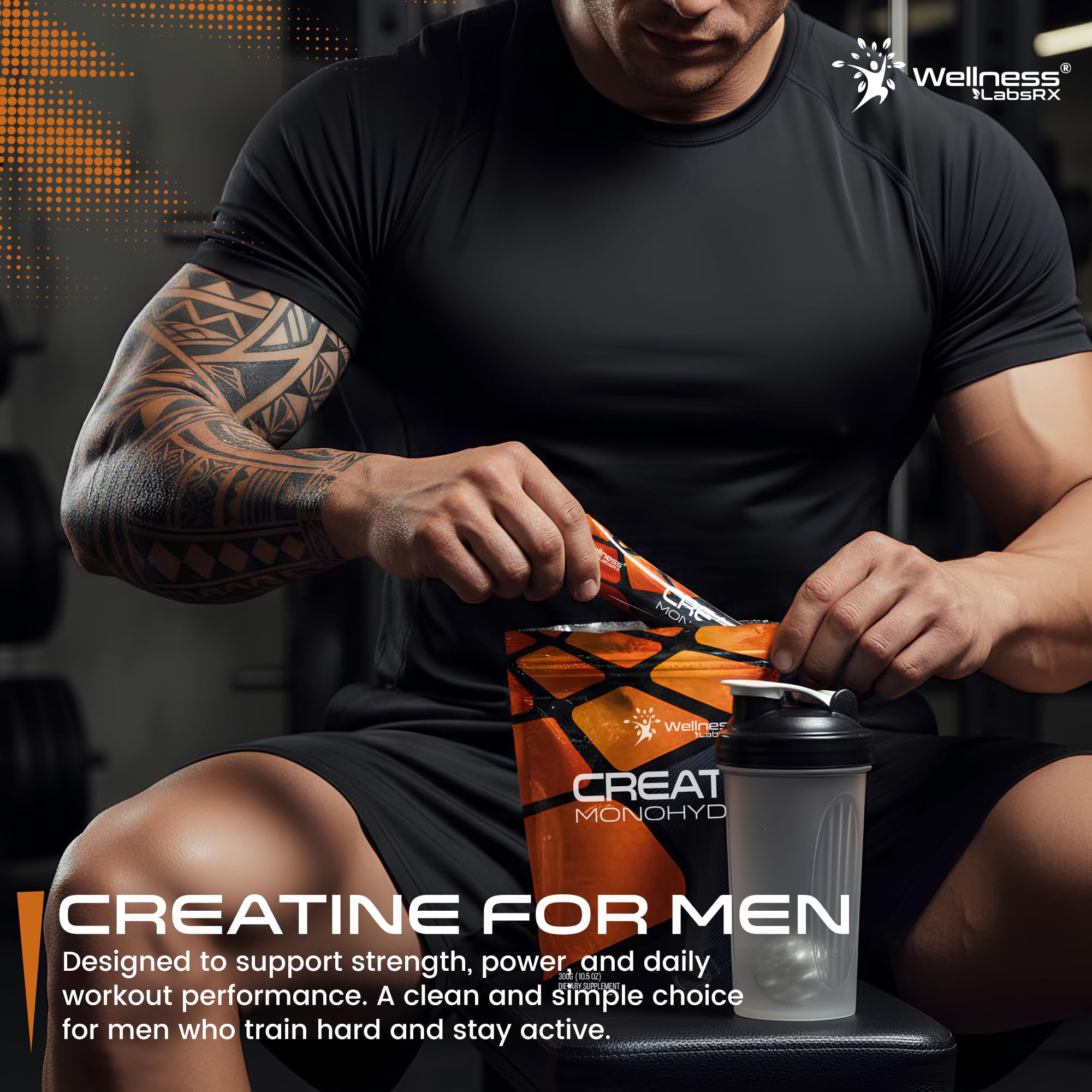 WELLNESS LABSRX Creatine Monohydrate Powder 300g Mango Surge close-up