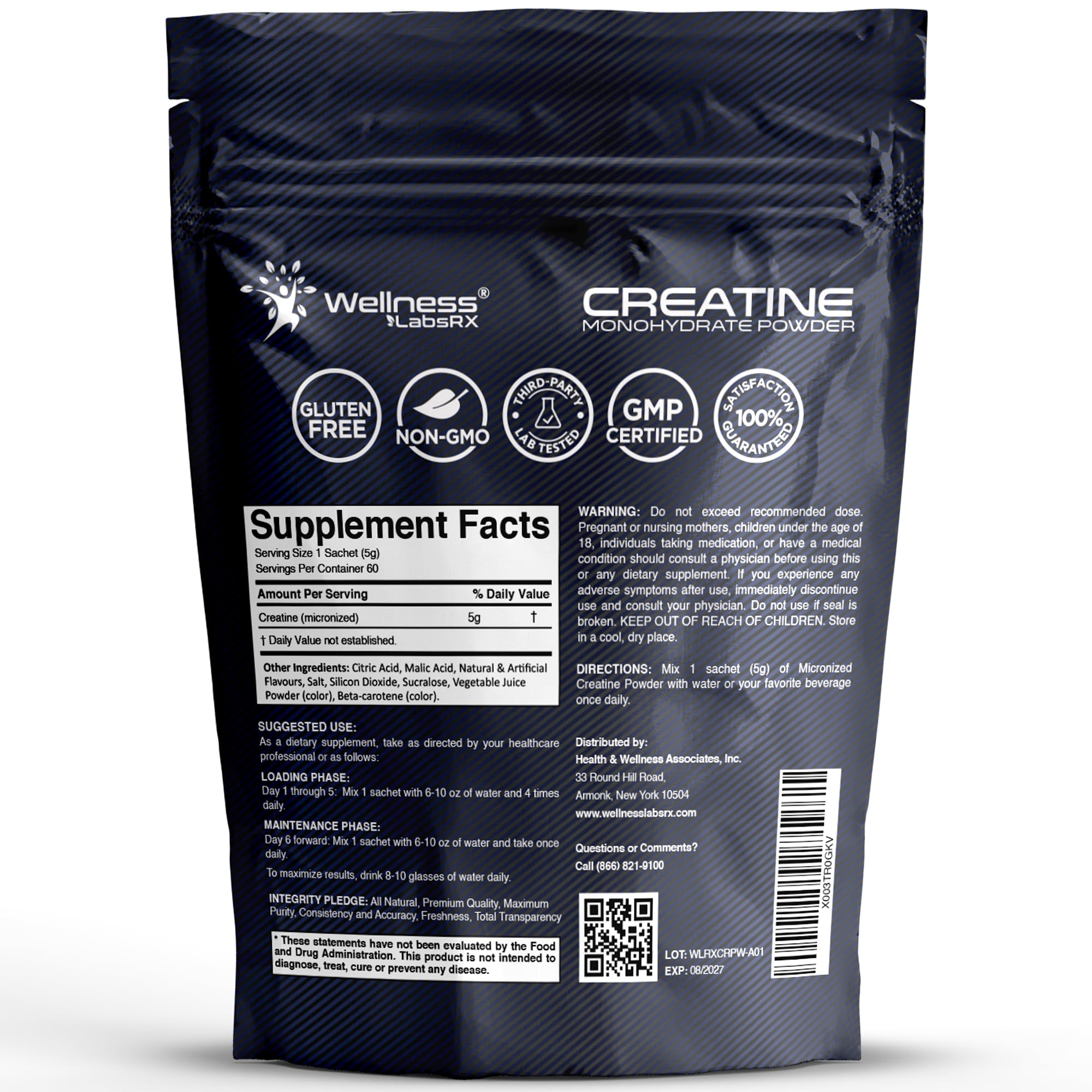 WELLNESS LABSRX Creatine Monohydrate Powder 300g packaging