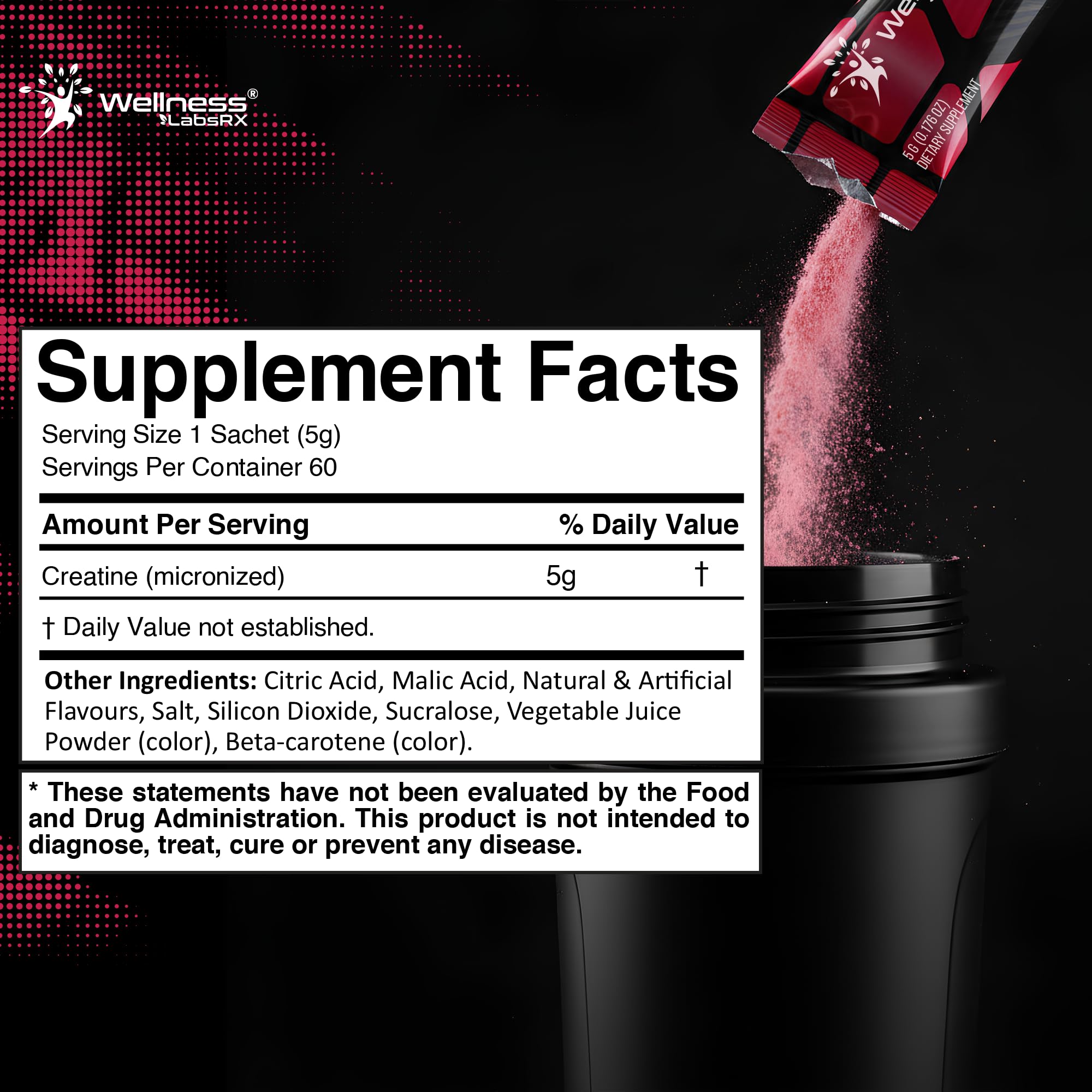 WELLNESS LABSRX Creatine Monohydrate Powder 300g sachets