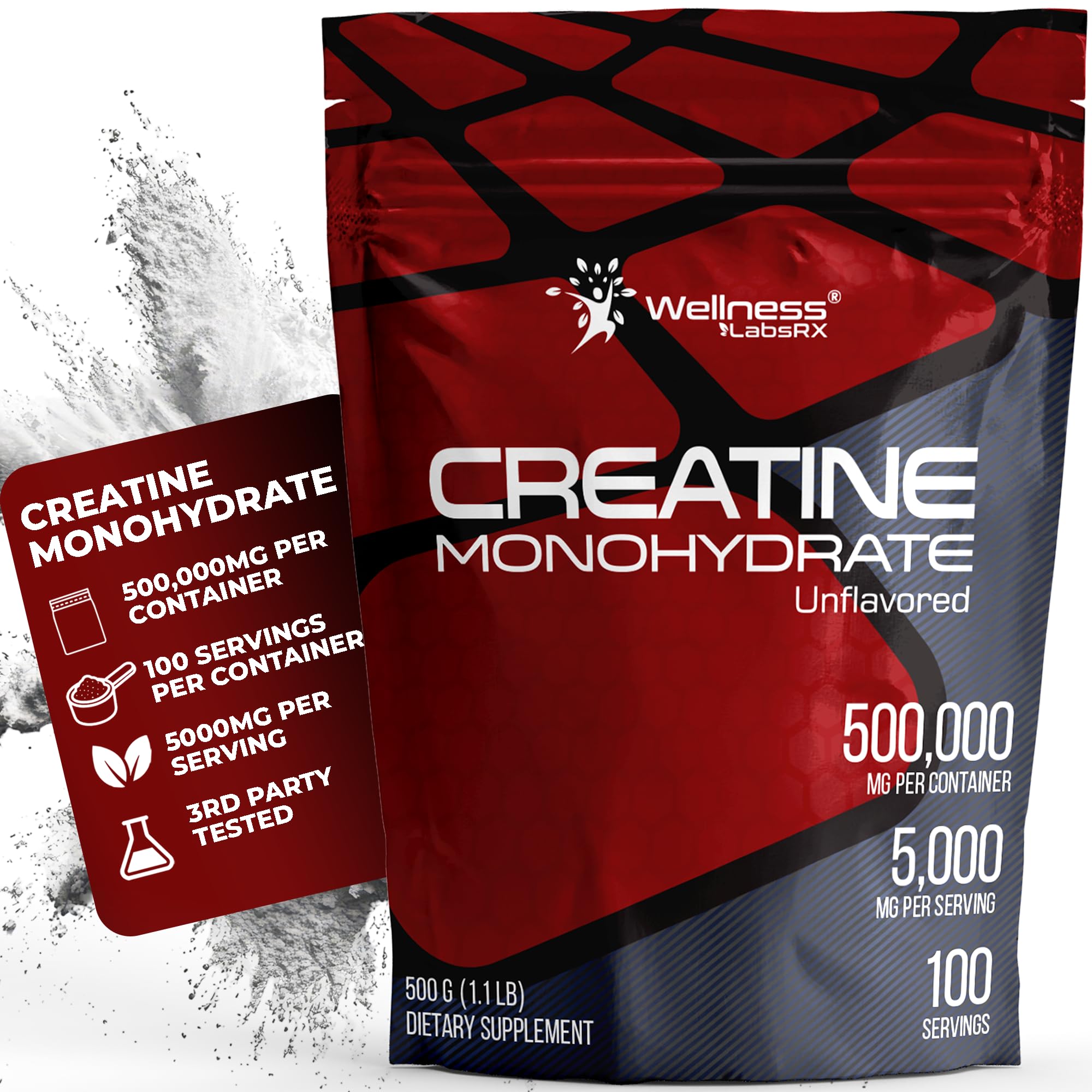 WELLNESS LABSRX Creatine Monohydrate Powder front view