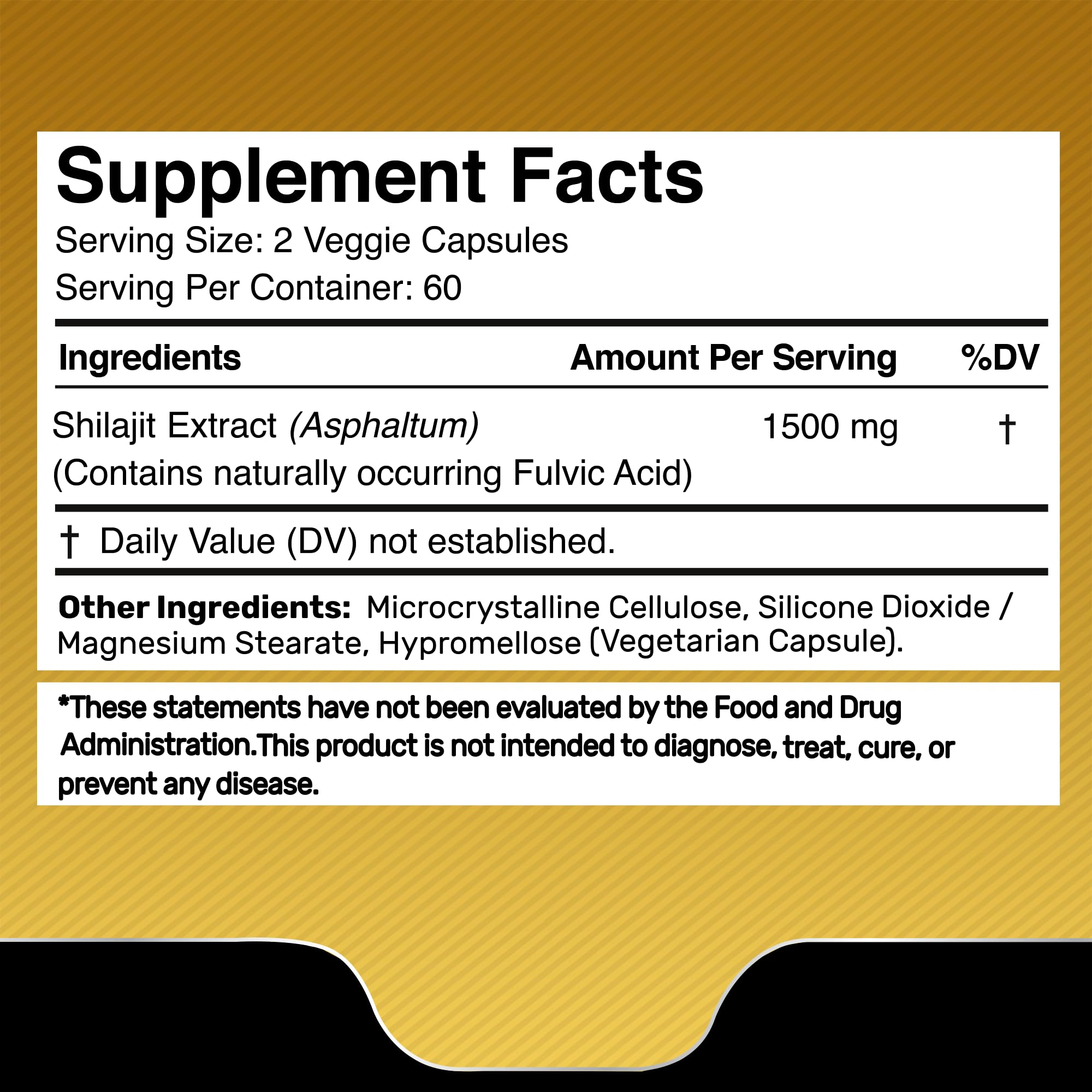 WELLNESS LABSRX Himalayan Shilajit Capsules side view showing dosage information