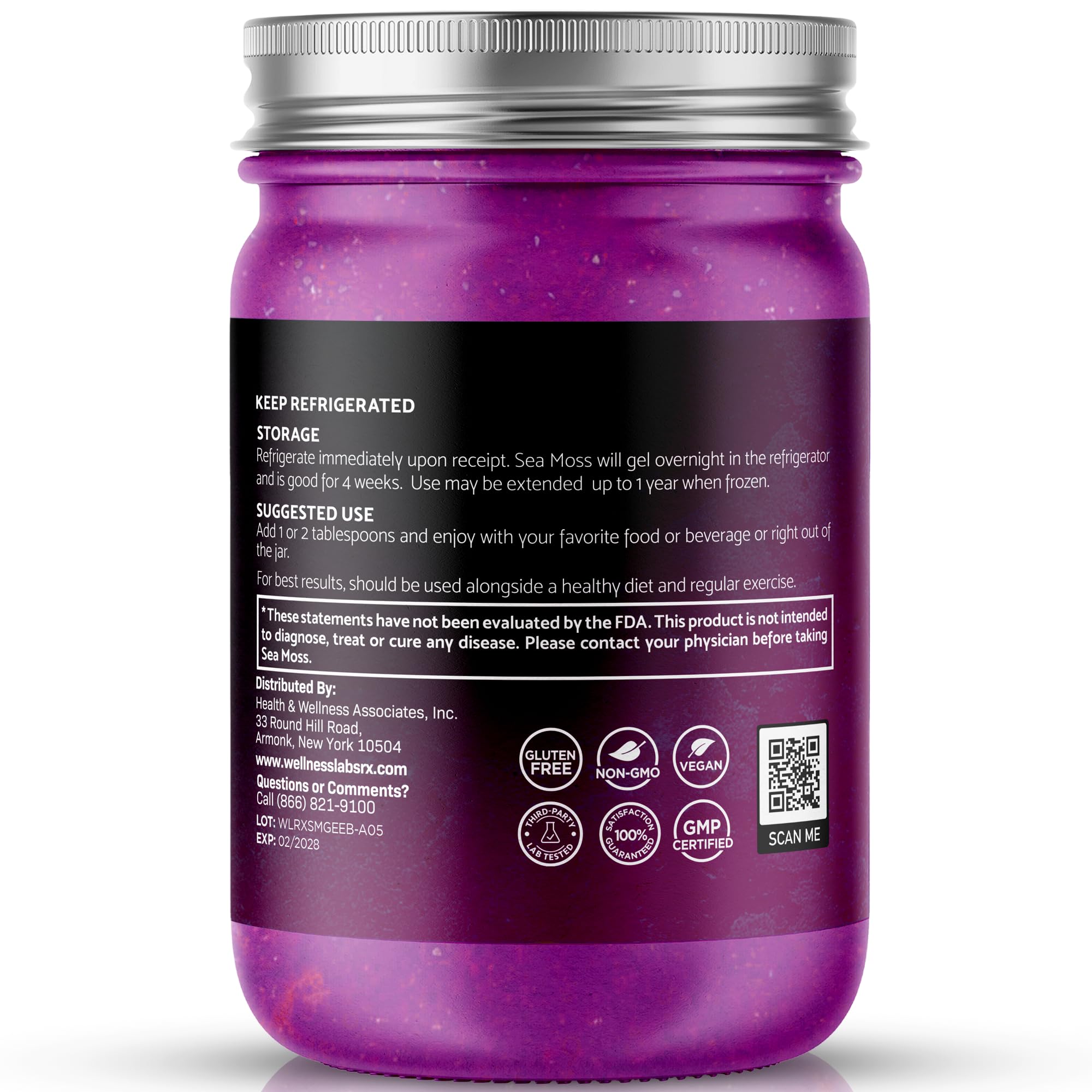 WELLNESS LABSRX Irish Sea Moss Gel 454g side view
