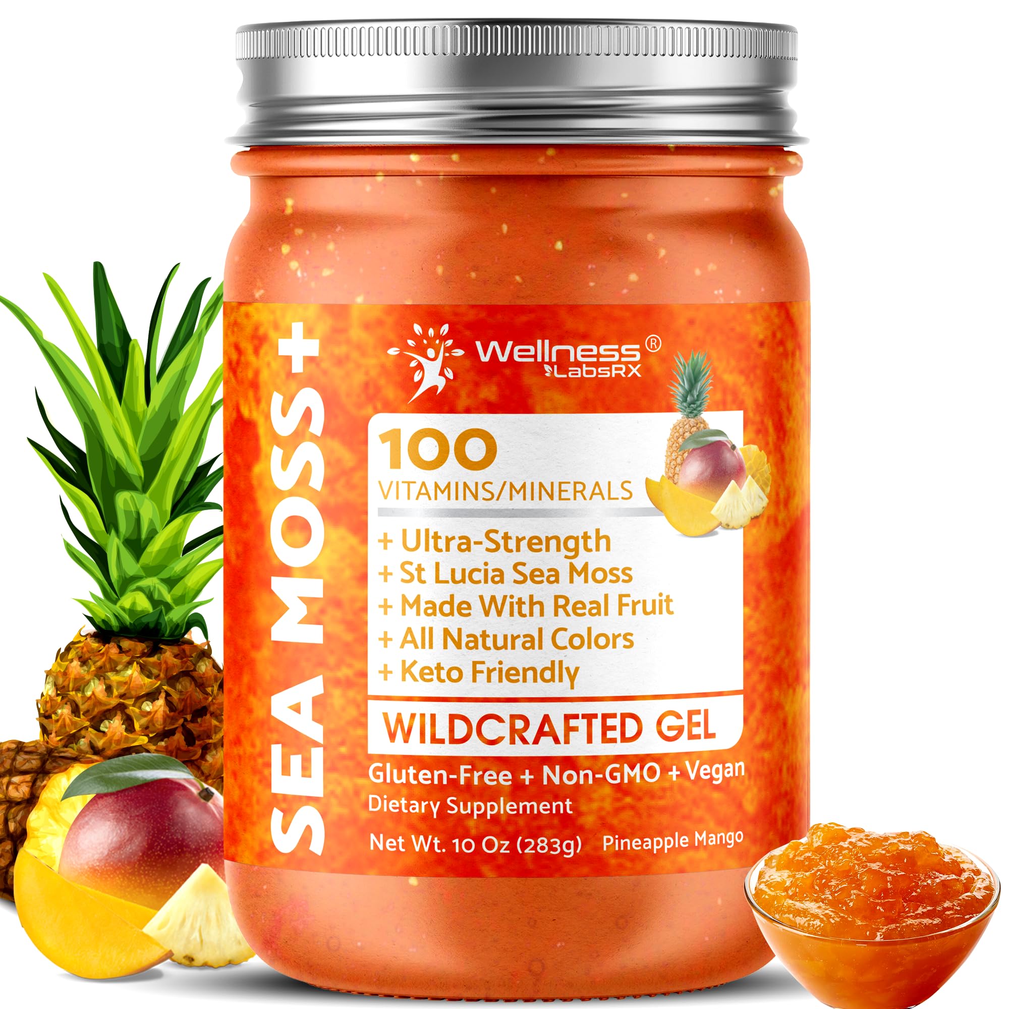 WELLNESS LABSRX Irish Sea Moss Gel Pineapple Mango front view