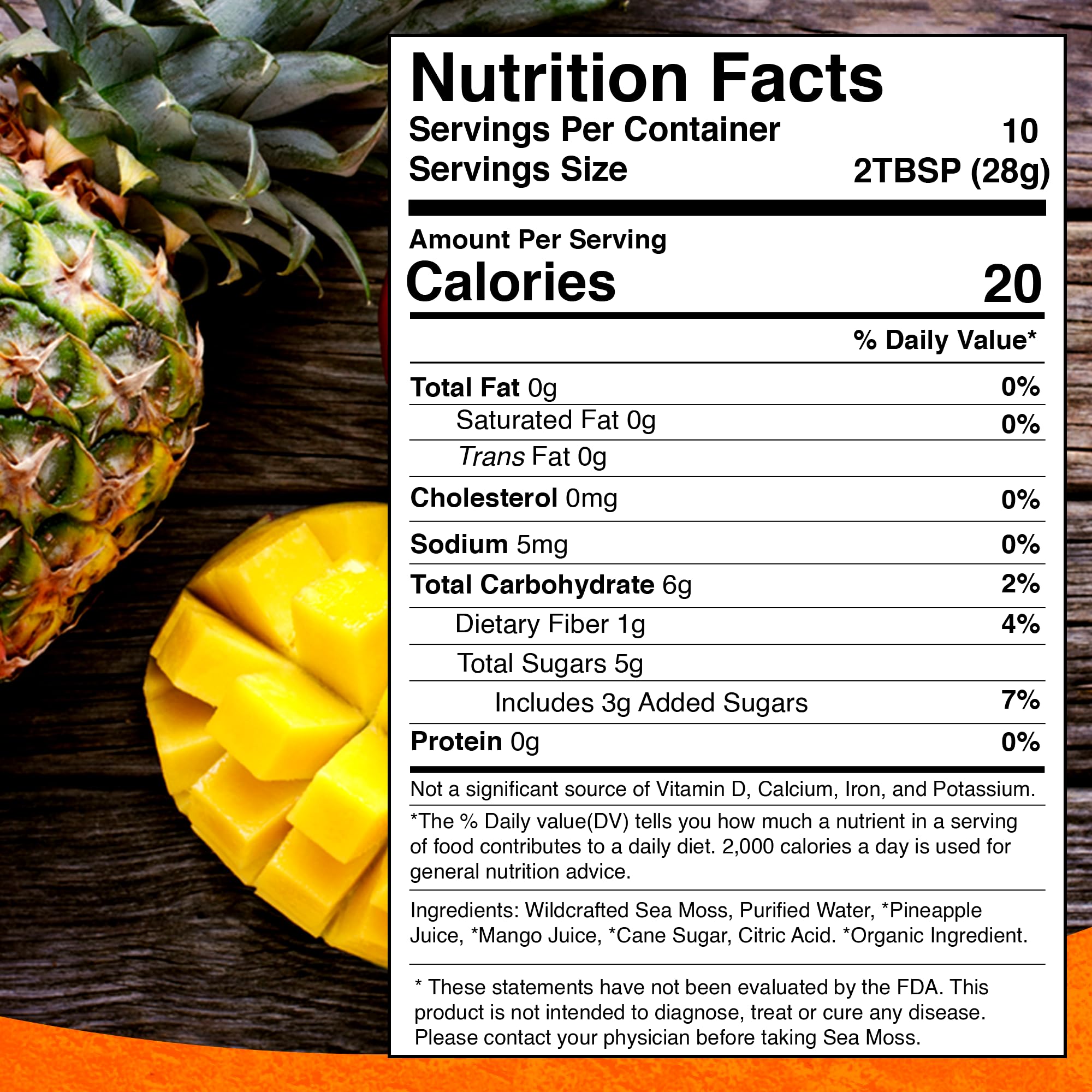 WELLNESS LABSRX Irish Sea Moss Gel Pineapple Mango with fresh fruit