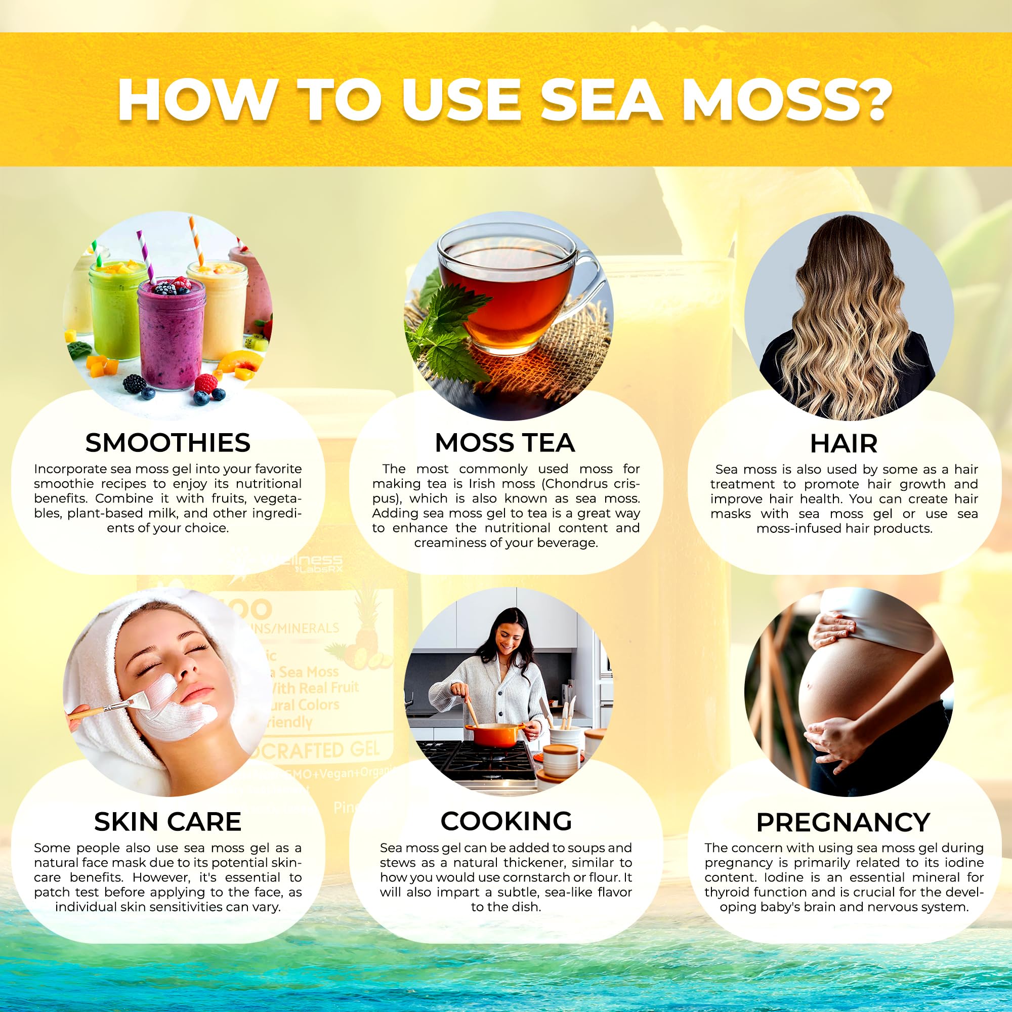 WELLNESS LABSRX Irish Sea Moss Gel Pineapple on a kitchen counter