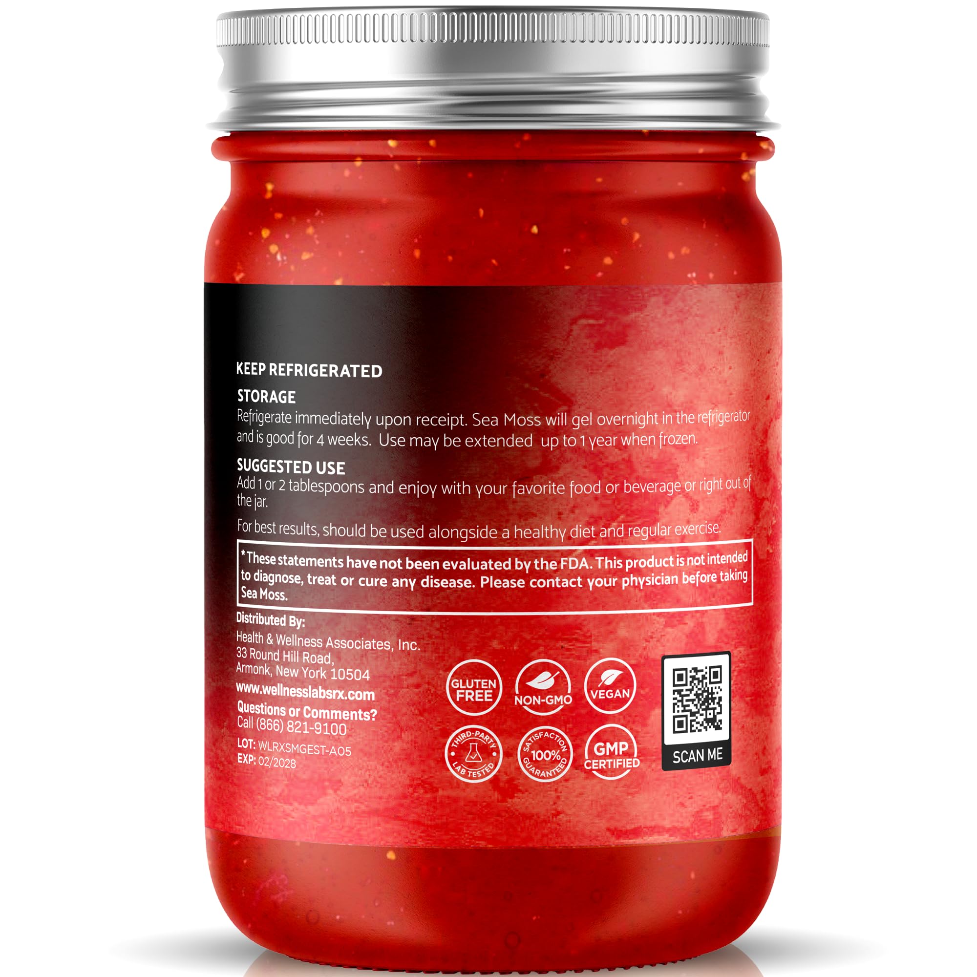 WELLNESS LABSRX Irish Sea Moss Gel strawberry flavour close-up