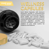 WELLNESS LABSRX Lion's Mane Mushroom Capsules with a glass of water