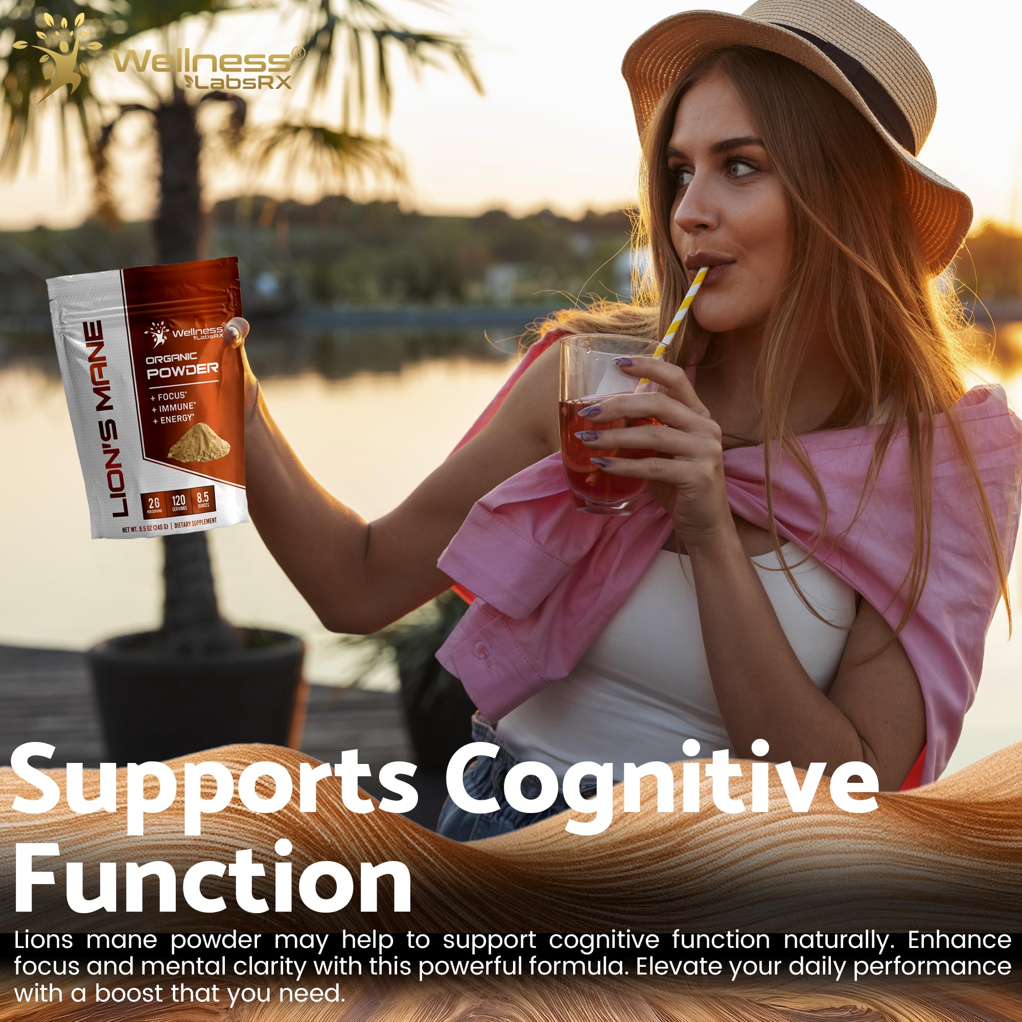 WELLNESS LABSRX Lions Mane Mushroom Powder 2000mg lifestyle scene