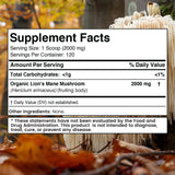 WELLNESS LABSRX Lions Mane Mushroom Powder 2000mg scoop