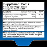 WELLNESS LABSRX Magnesium Glycinate Capsules 200g back view