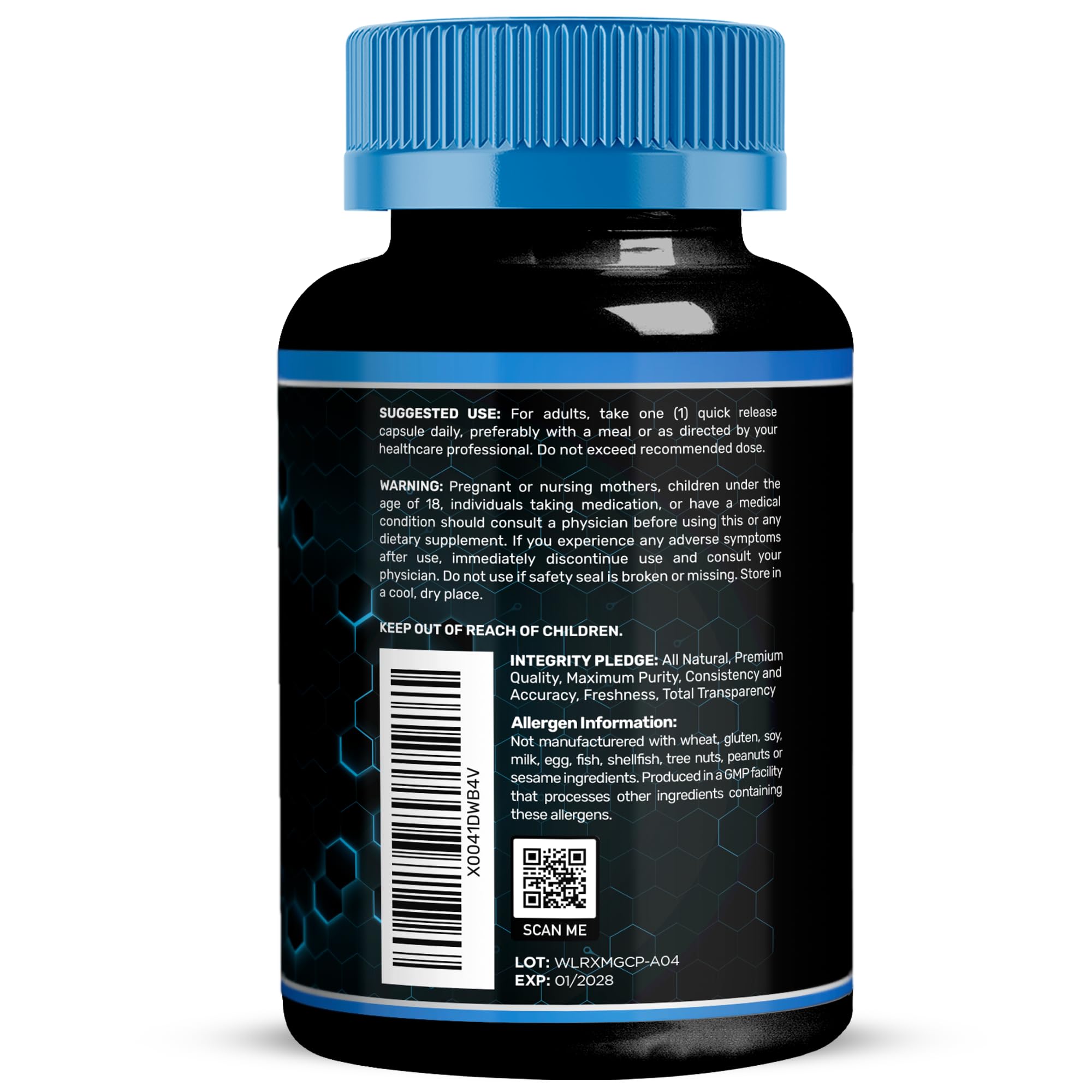 WELLNESS LABSRX Magnesium Glycinate Capsules 200g packaging