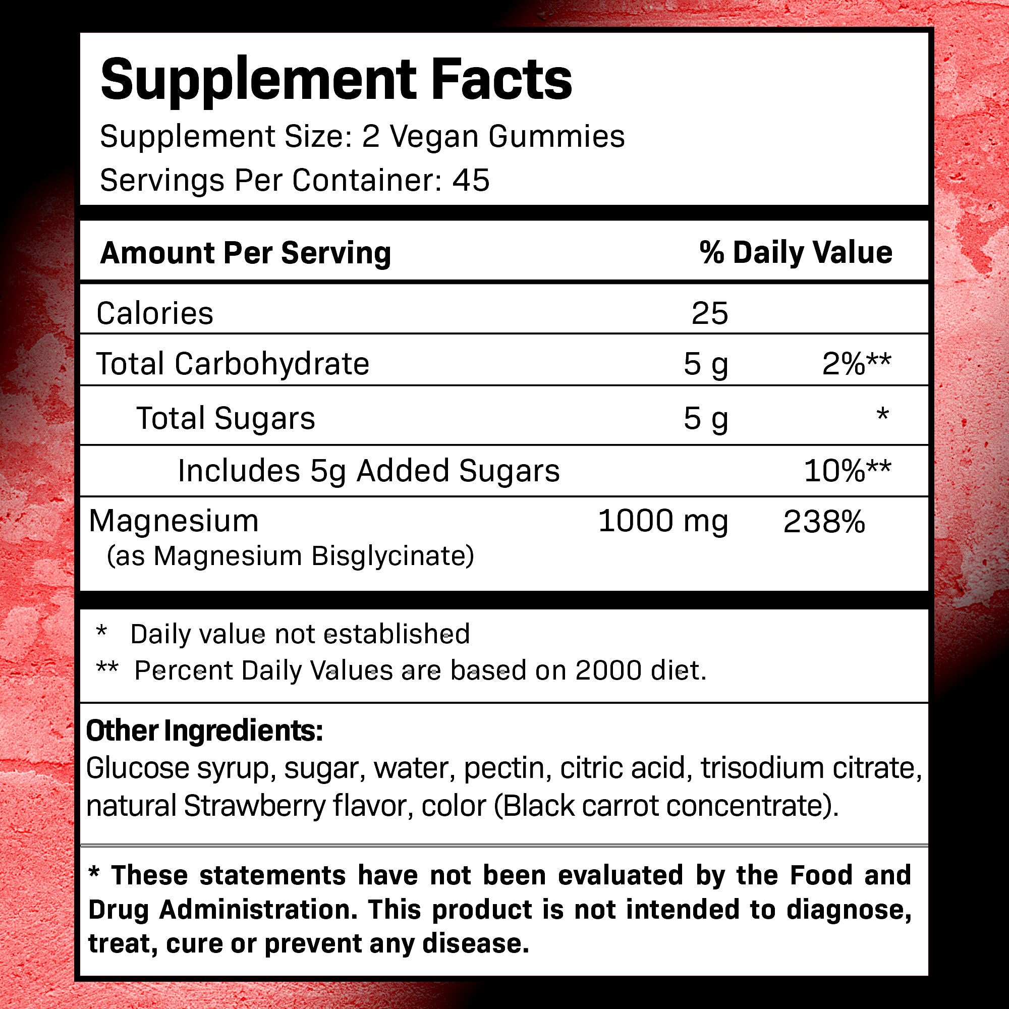 WELLNESS LABSRX Magnesium Glycinate Gummies 500mg nutritional information