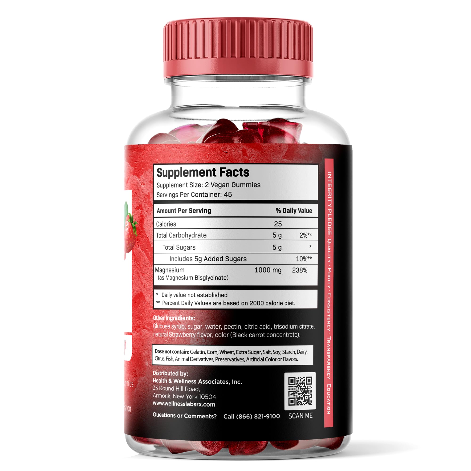 WELLNESS LABSRX Magnesium Glycinate Gummies 500mg strawberry flavour