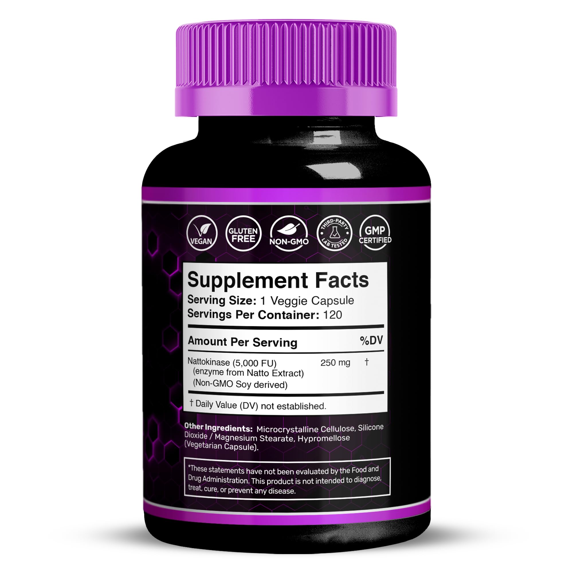 WELLNESS LABSRX Nattokinase Capsules 5000 FU back view