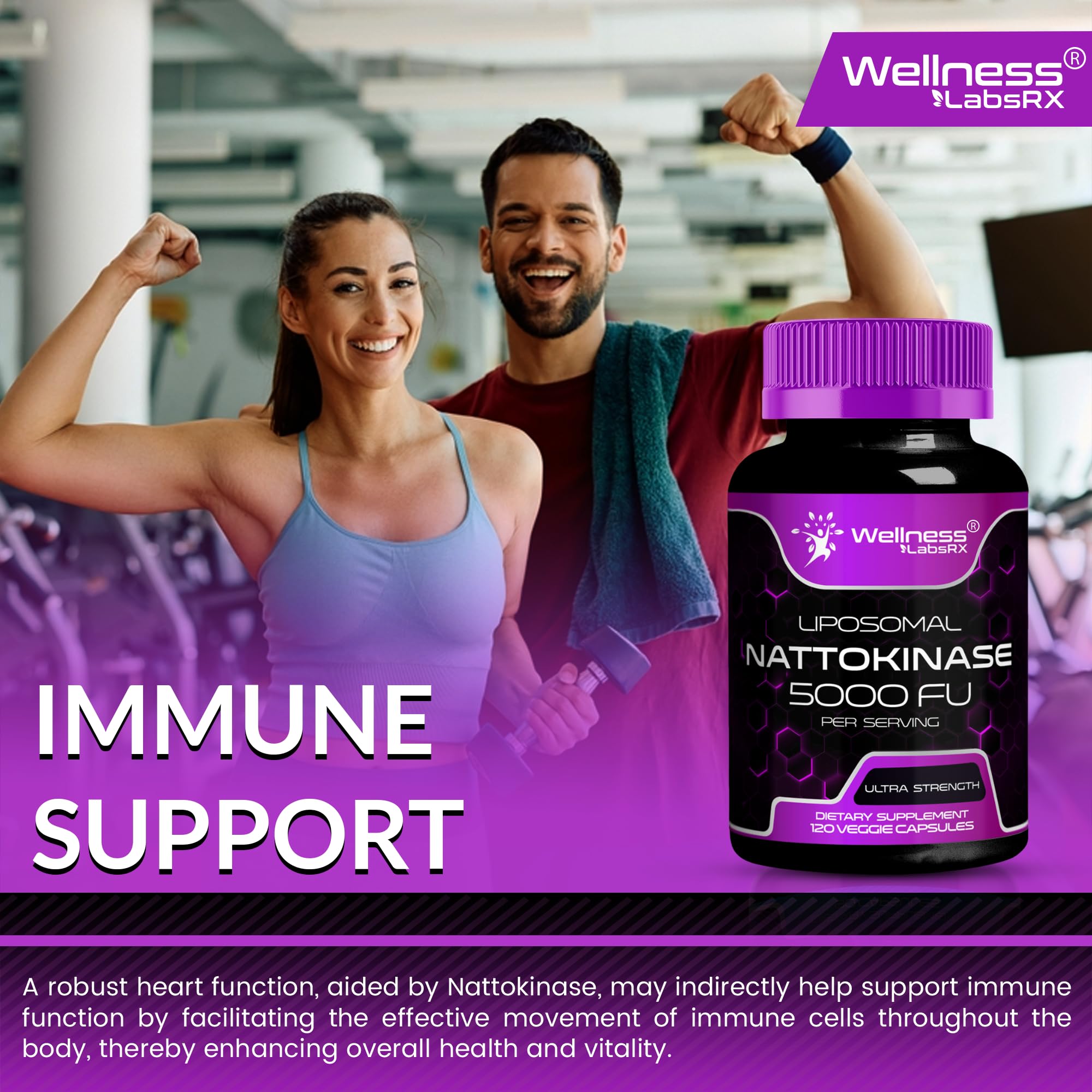 WELLNESS LABSRX Nattokinase Capsules displayed with other supplements