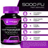 WELLNESS LABSRX Nattokinase Capsules on a wooden table