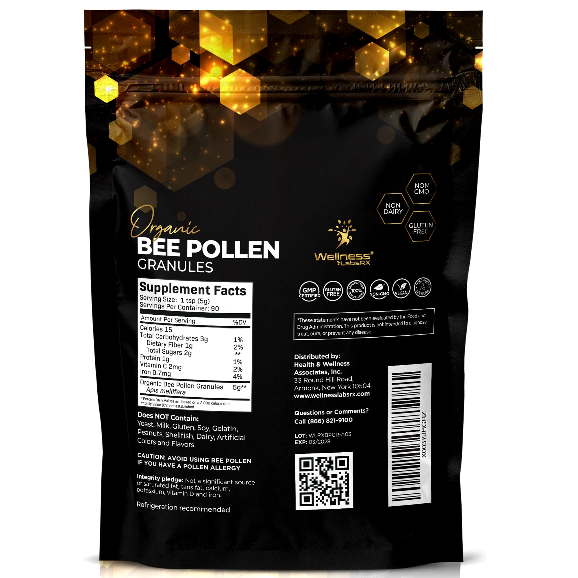 WELLNESS LABSRX Organic Bee Pollen 454g packaging