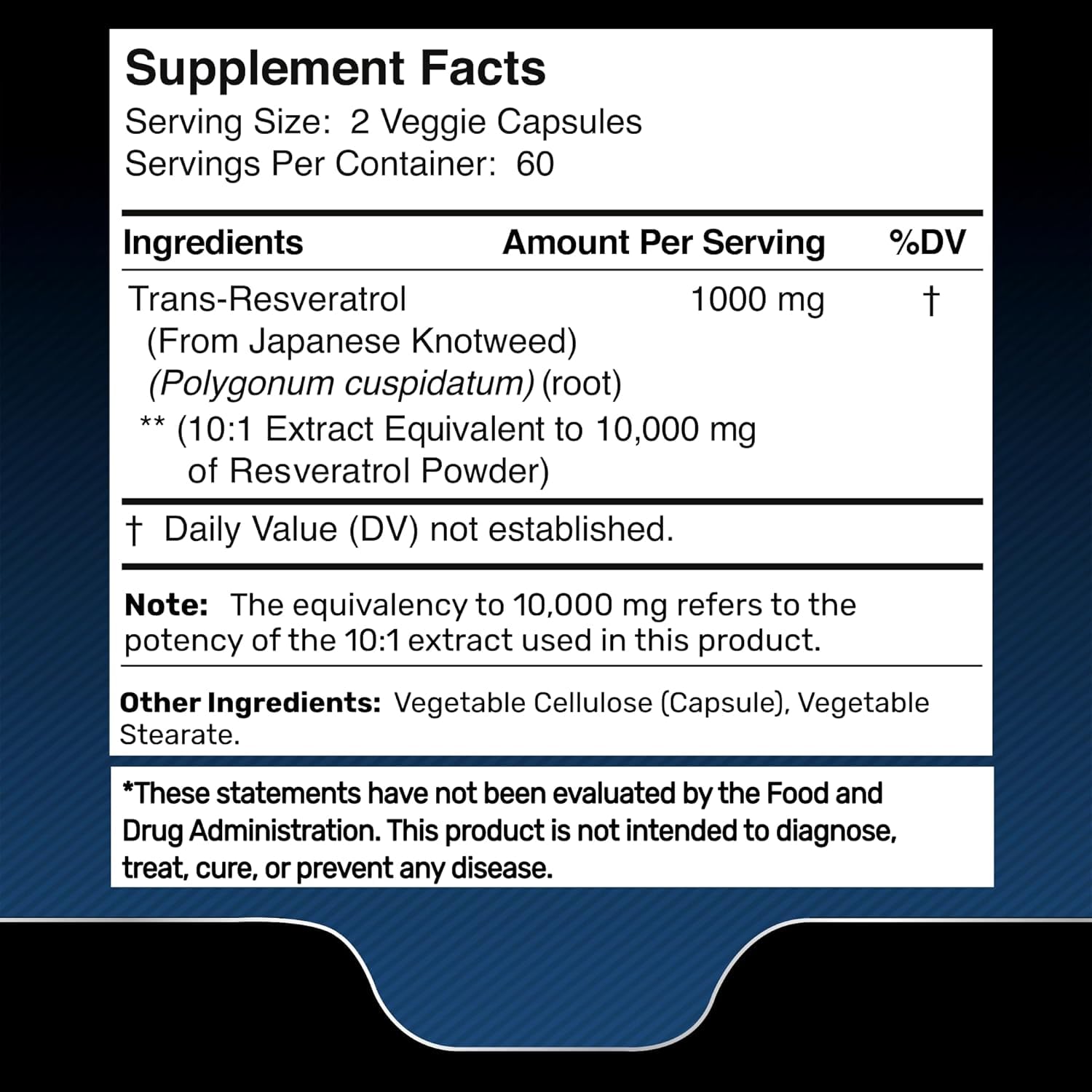 WELLNESS LABSRX Resveratrol Capsules 1000mg with ingredients list