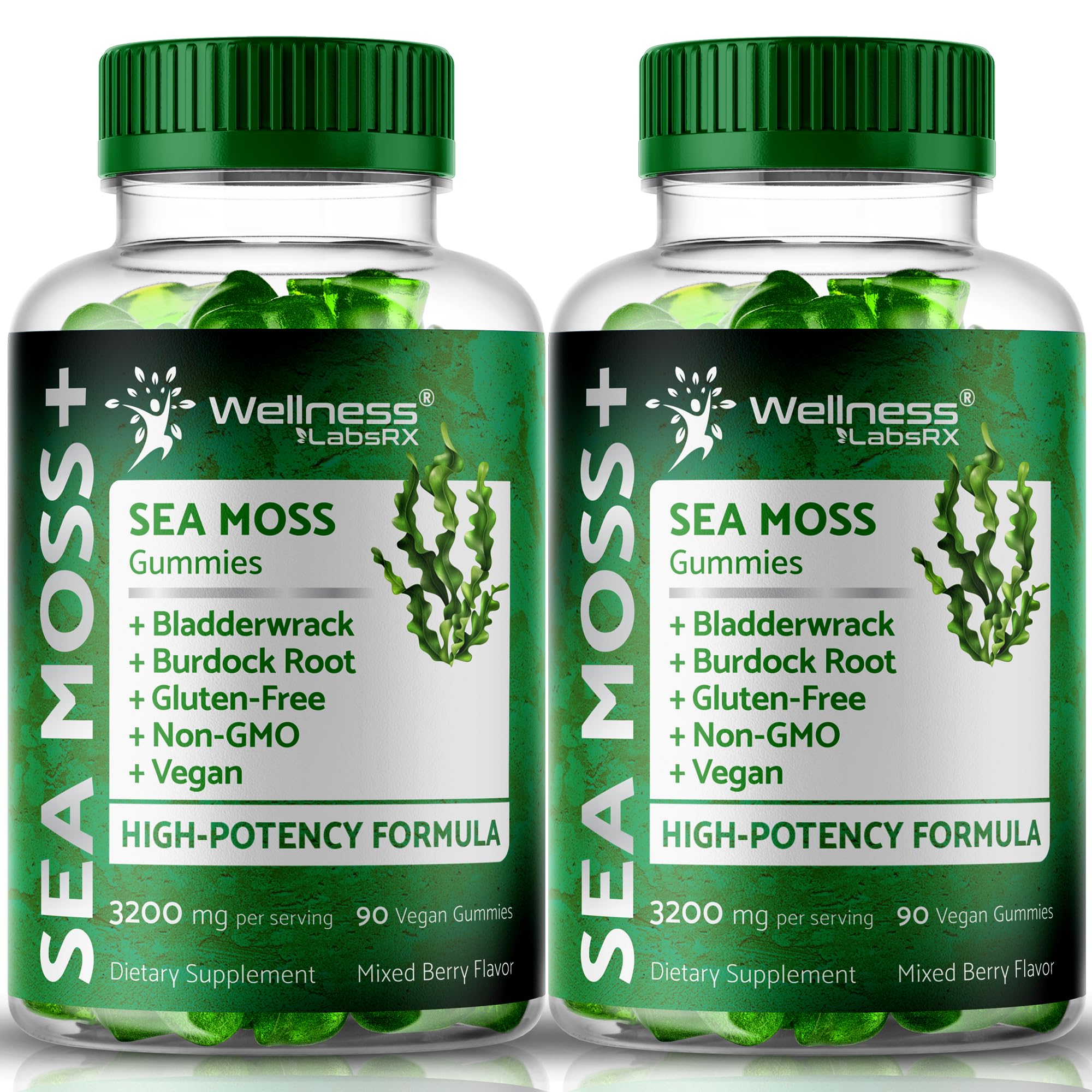WELLNESS LABSRX Sea Moss Gummies 400g front view with mixed berry flavour