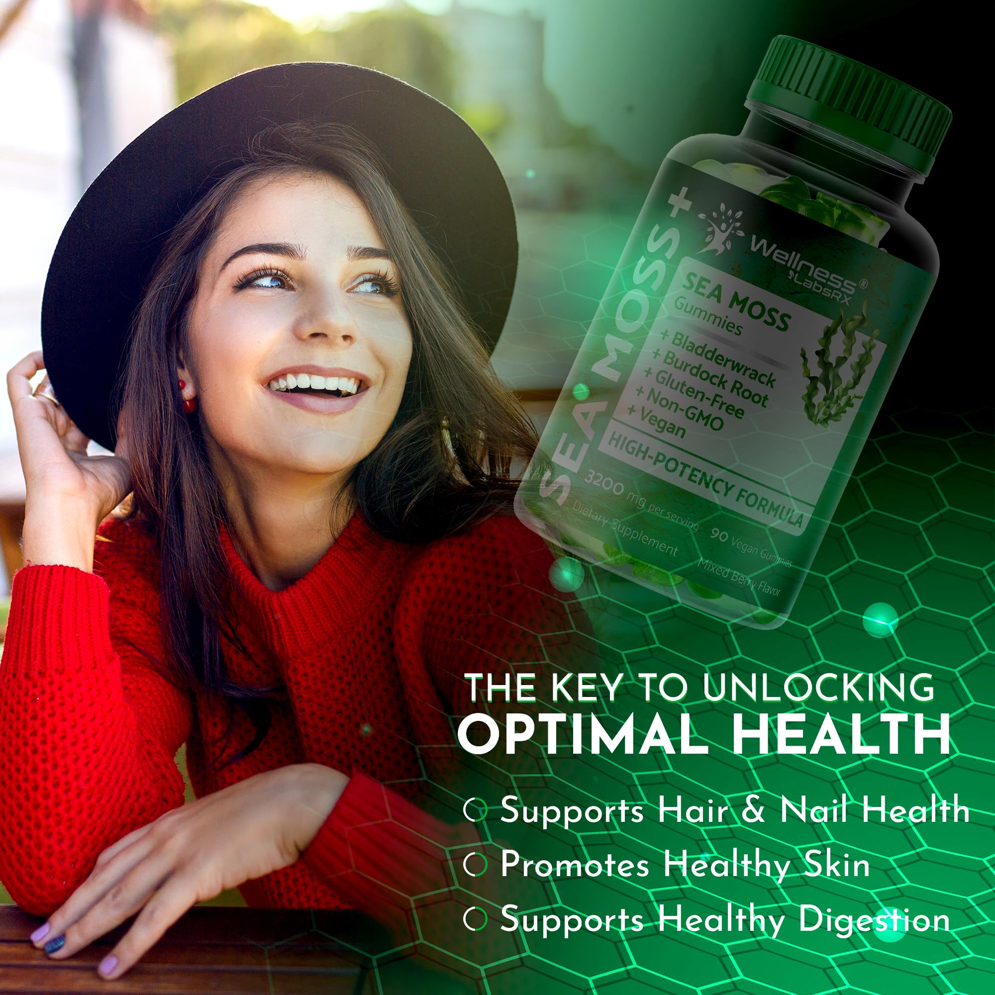 WELLNESS LABSRX Sea Moss Gummies close-up of gummies
