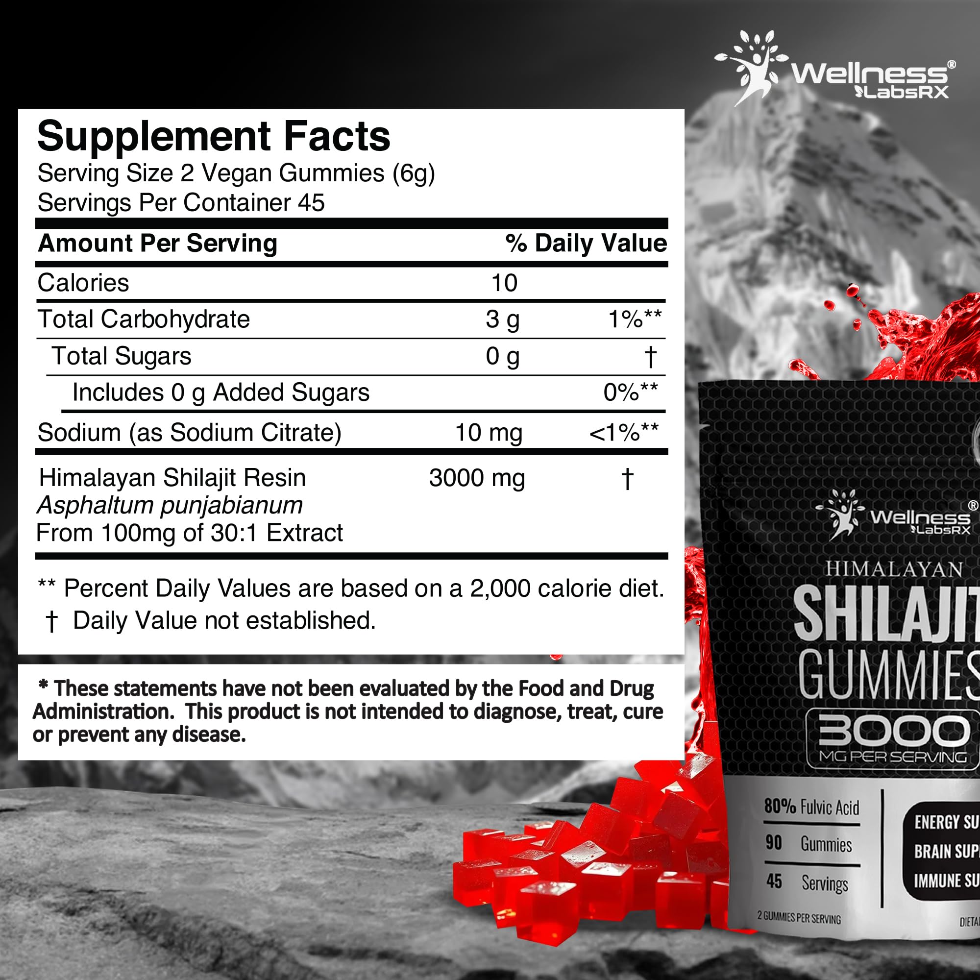WELLNESS LABSRX Shilajit Gummies close-up of gummies